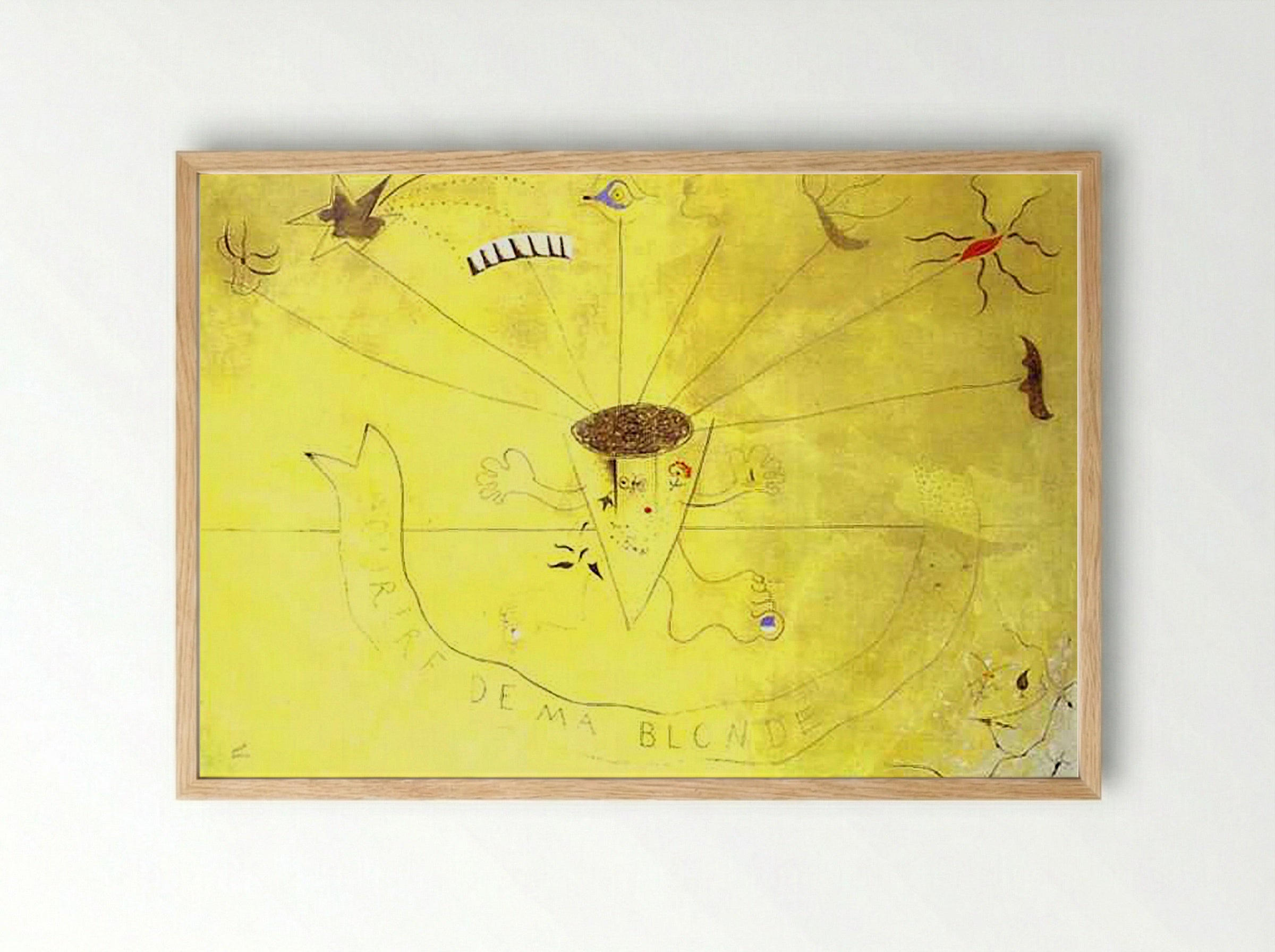 Bouquet of Flowers. Smile of My Blond - Joan Miró - Framed Print Wood