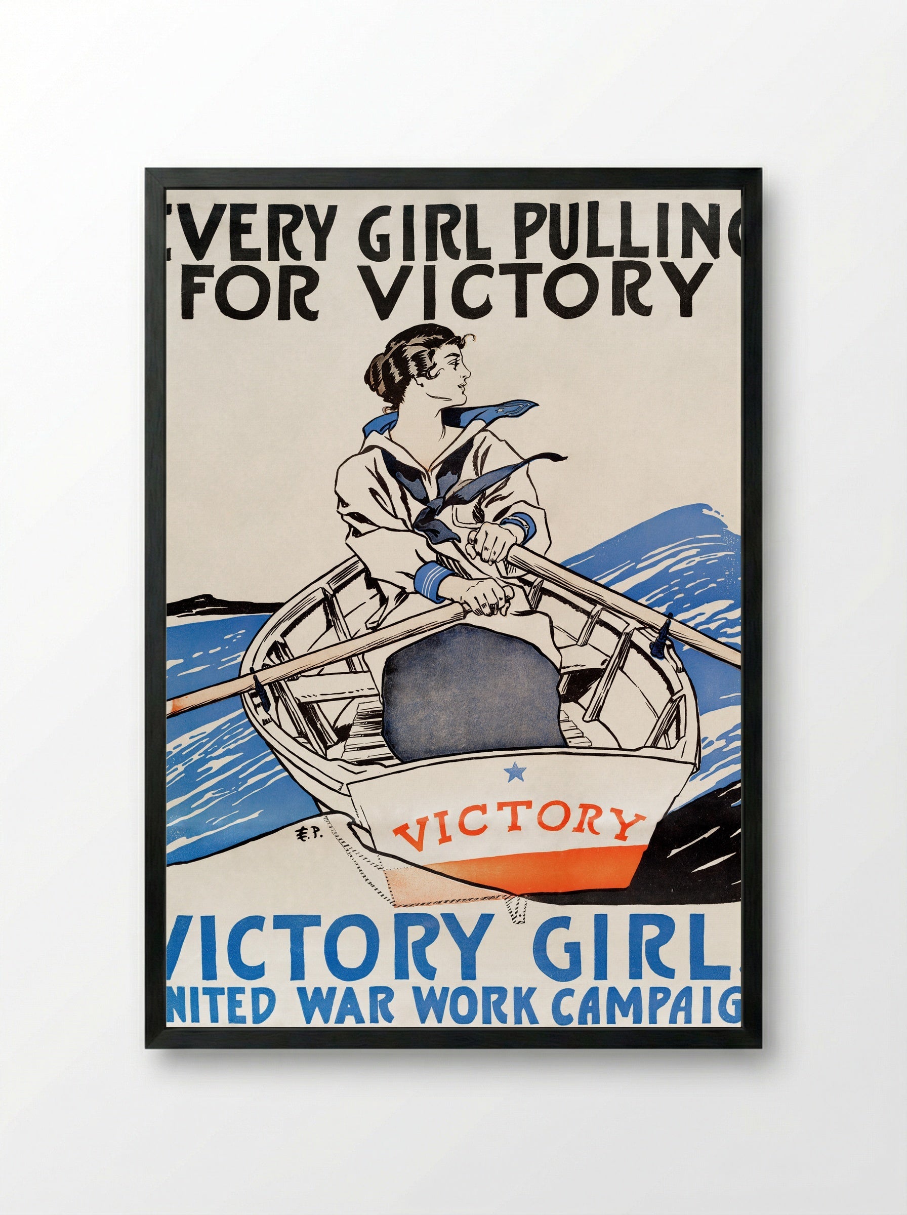 Every Girl Pulling for Victory - Edward Penfield - Framed Print Black
