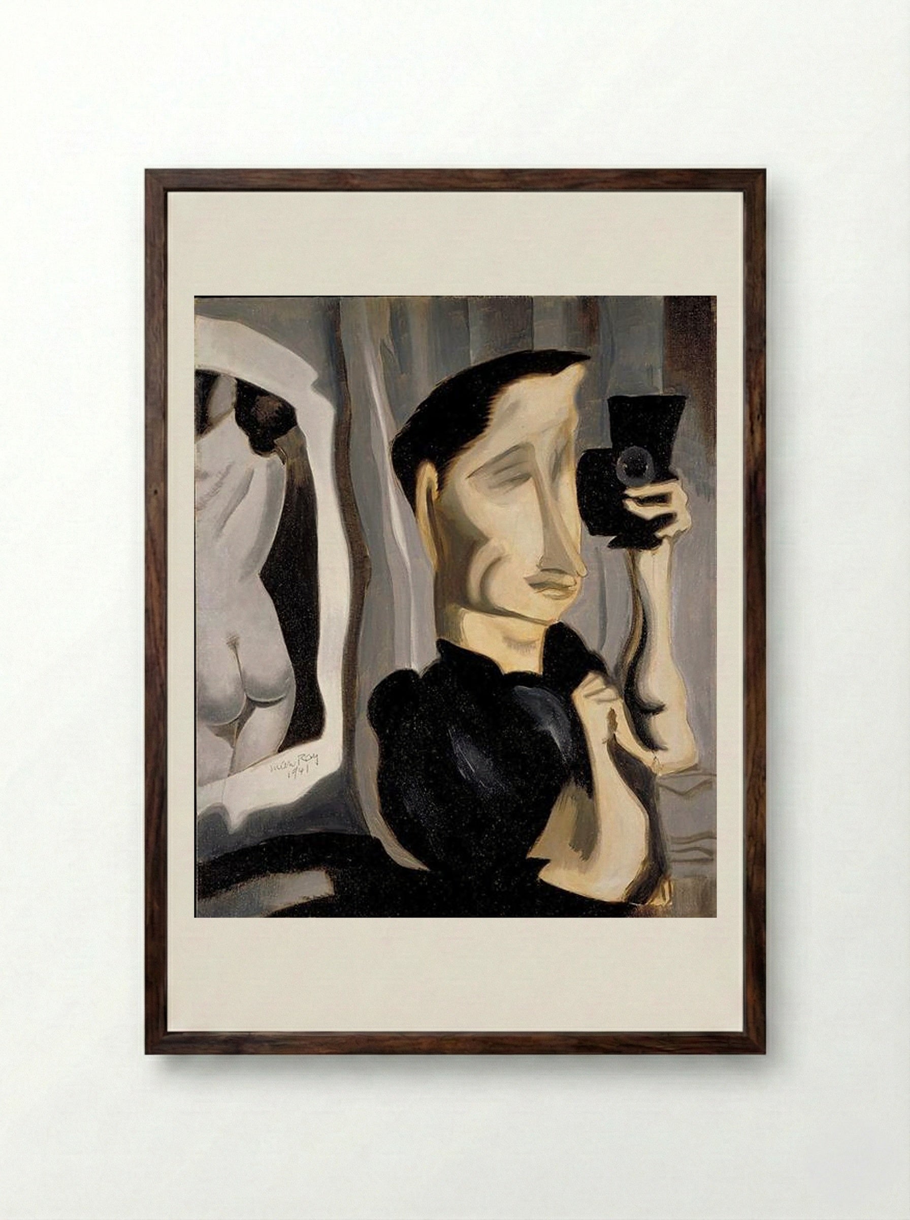 Self-Portrait (Man Ray) - Man Ray - Framed Print Dark Wood