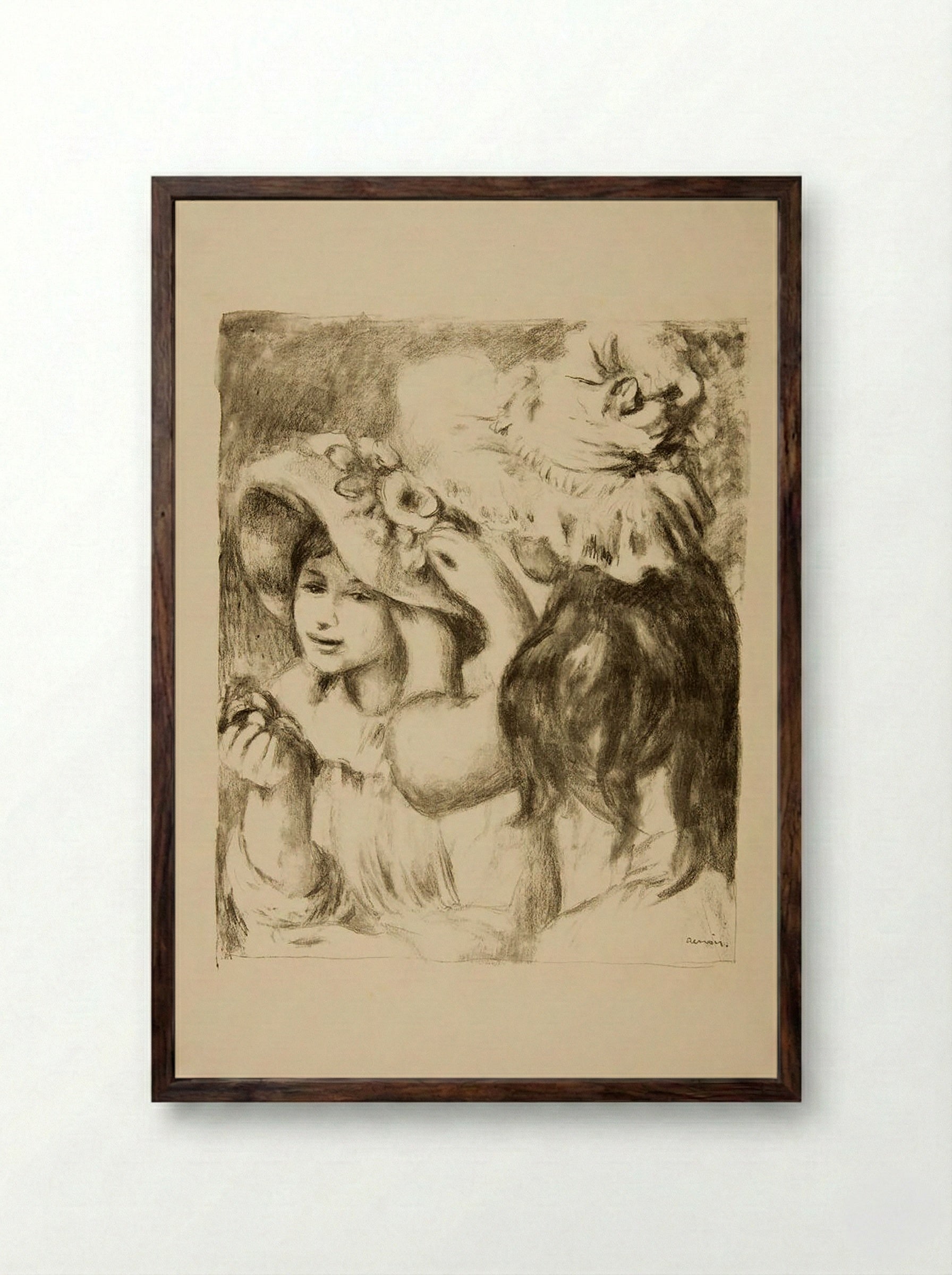 The Pinned Hat - Pierre-Auguste Renoir - Framed Print Dark Wood