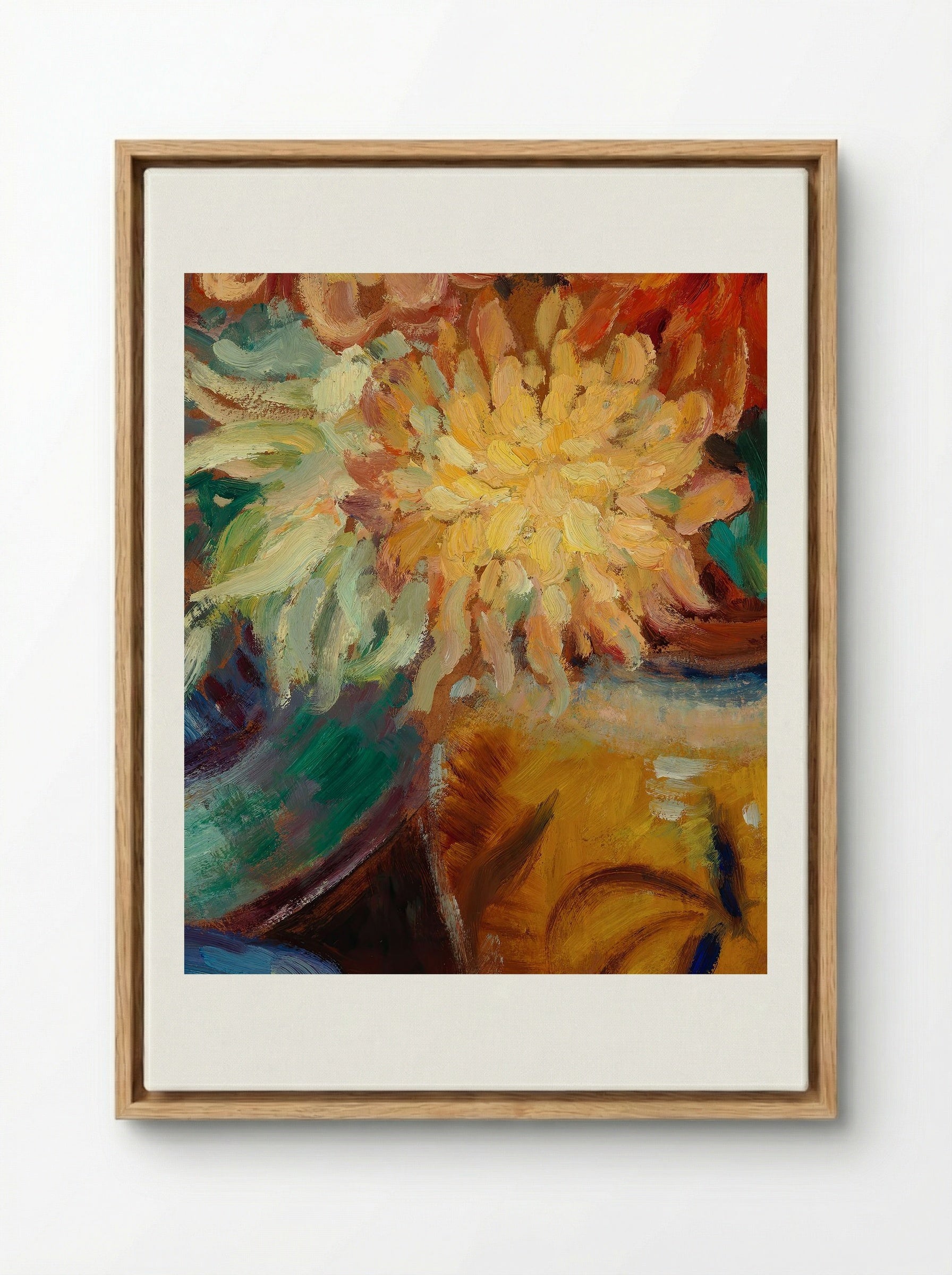 Chrysanthemums - Alfred William Finch - Framed Canvas Wood