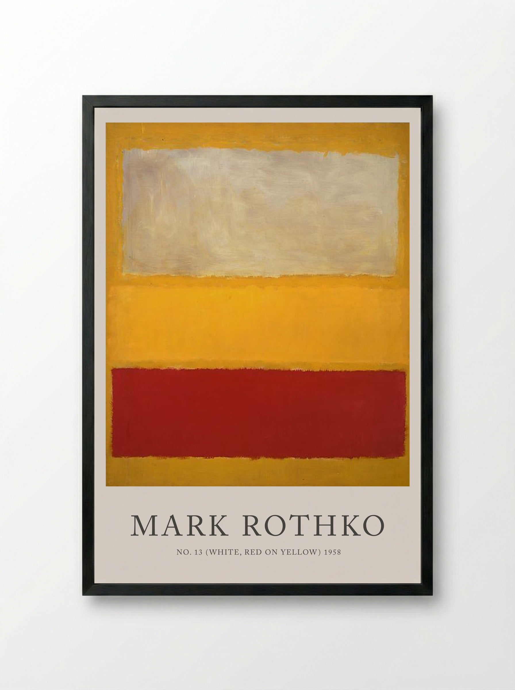 No. 13 (White, Red on Yellow) - Mark Rothko - Framed Print Black