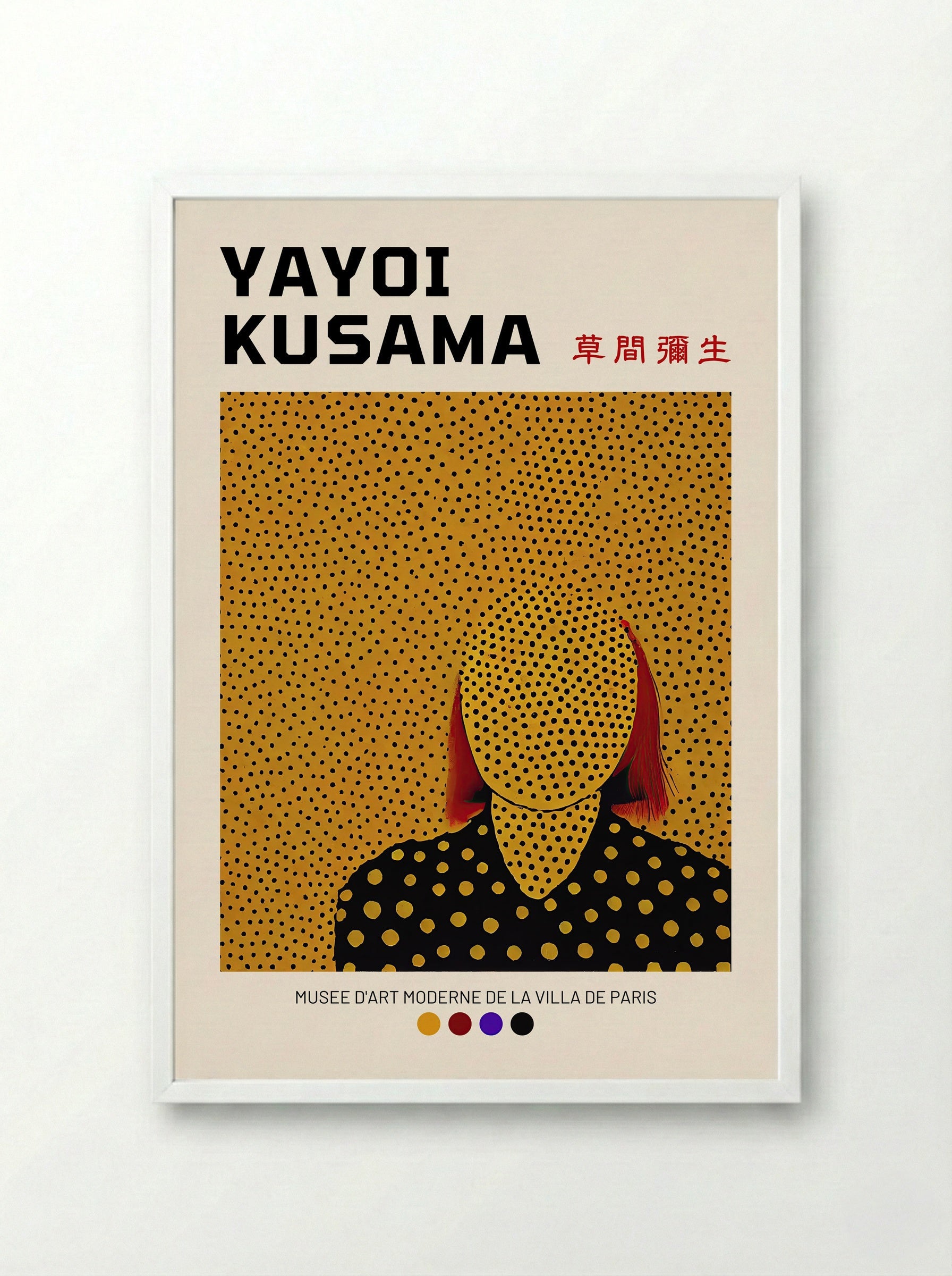 Untitled (Figure with Polka Dots) - Yayoi Kusama - Framed Print White