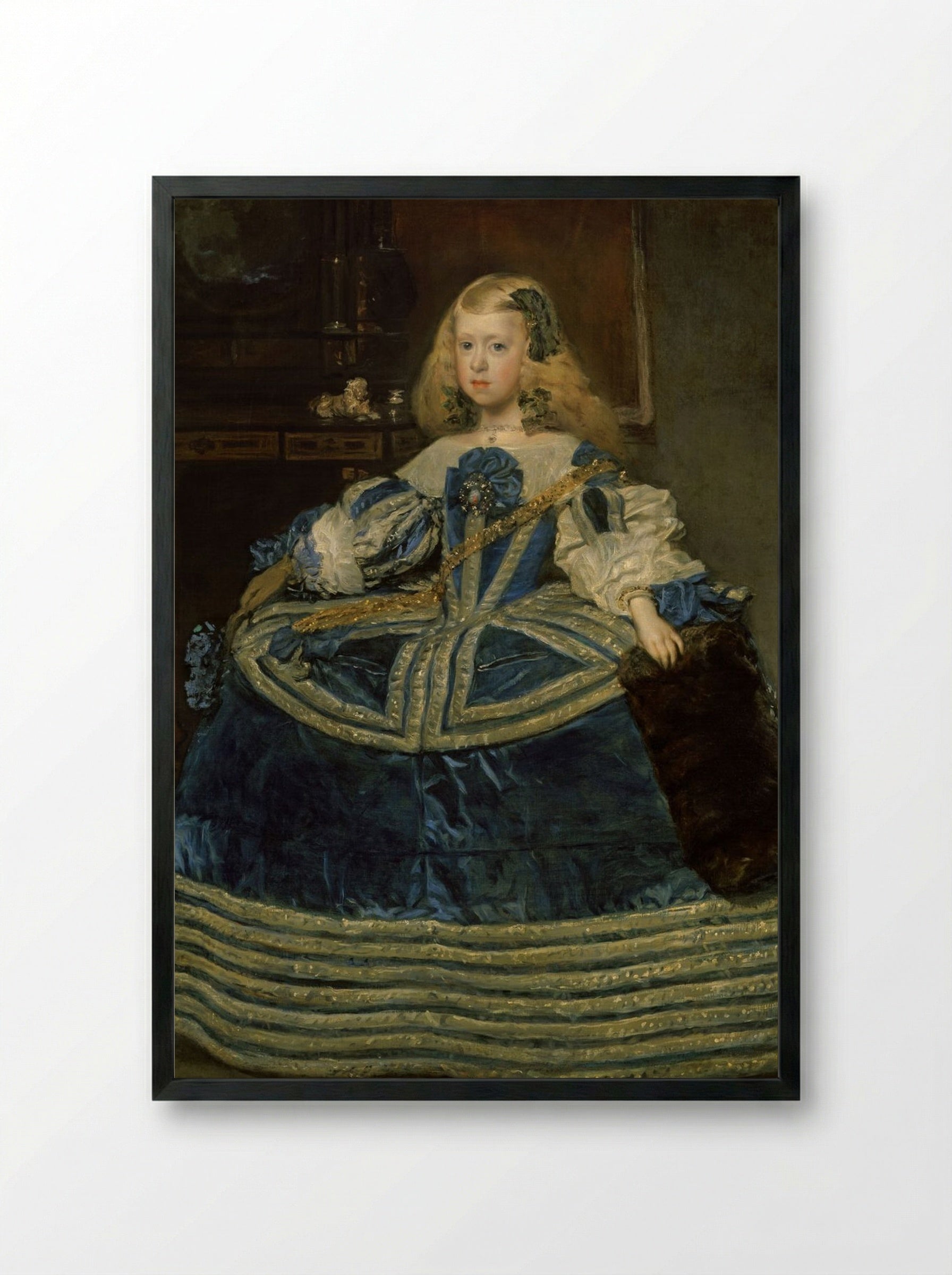 Infanta Margarita Teresa in a Blue Dress - Diego Velázquez - Framed Print Black