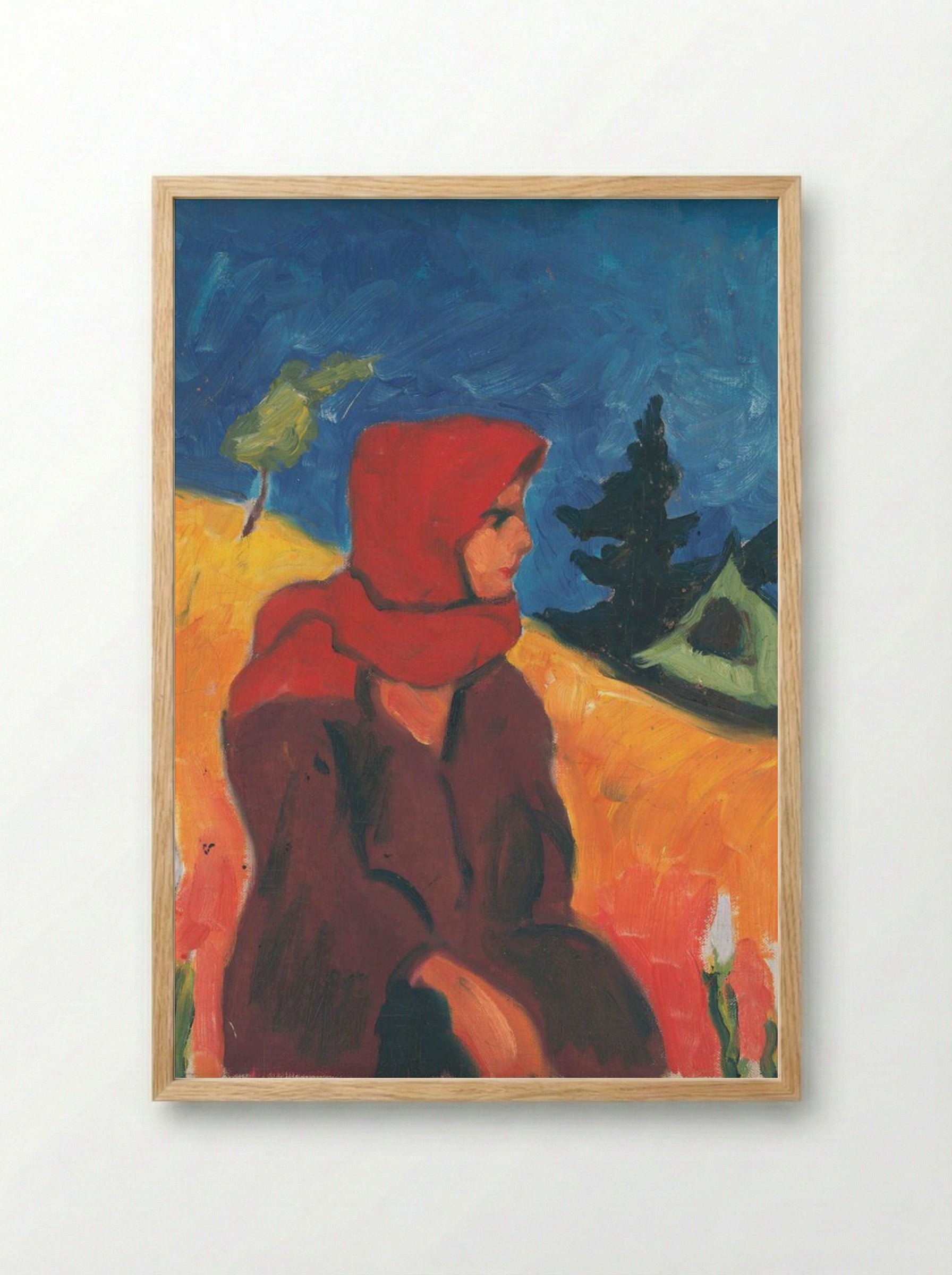 Village Girl in a Red Scarf - Zolo Palugyay - Framed Print Wood
