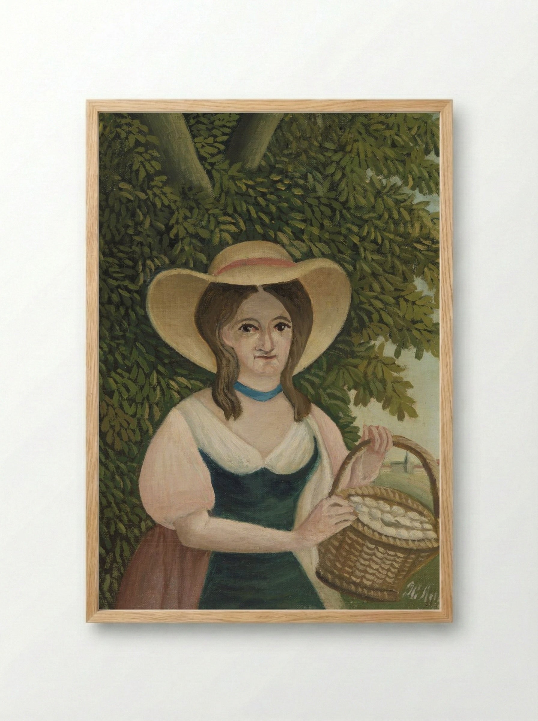 Woman with Basket of Eggs (La Femme au panier d'œufs) - Henri Rousseau - Framed Print Wood