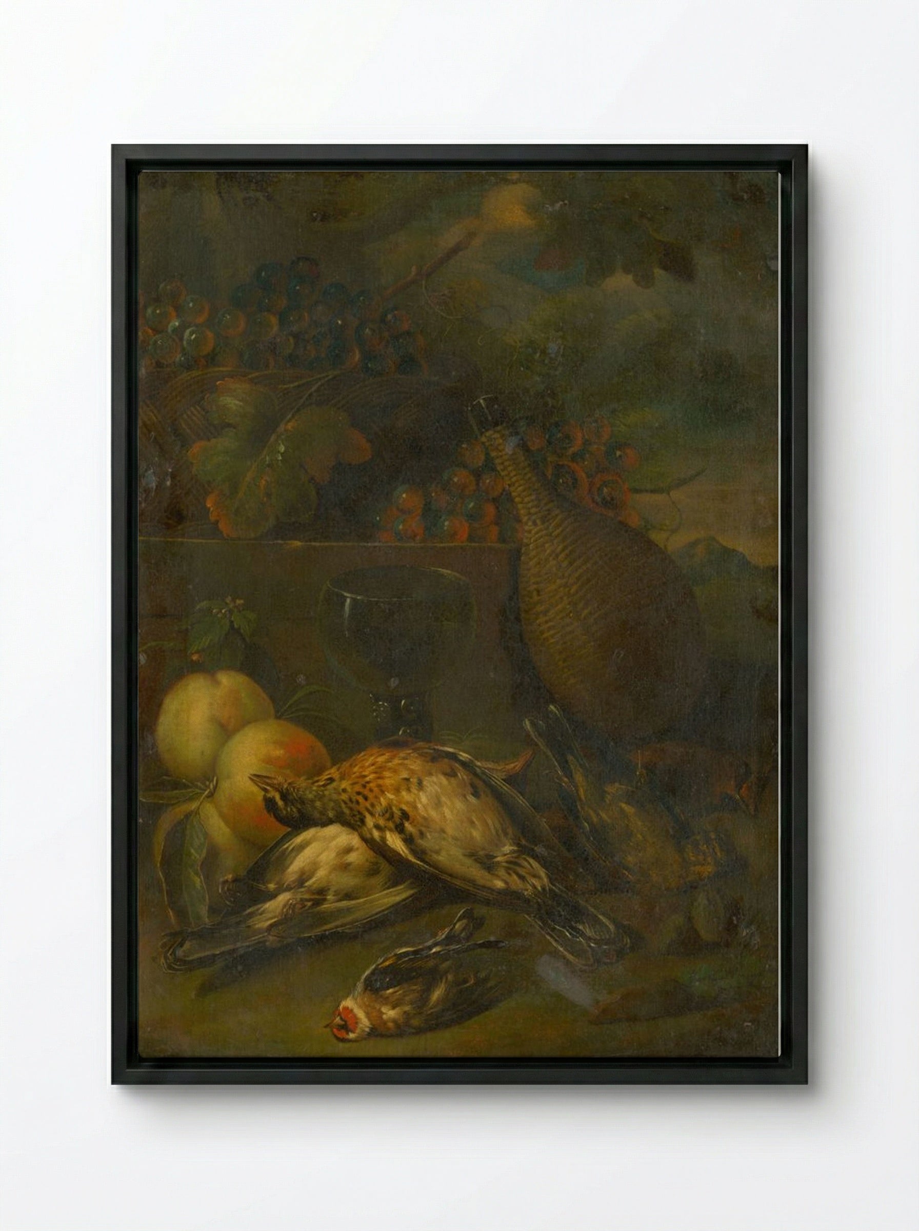 Still Life with Fieldfares - Fine Art Print - Framed Canvas Black