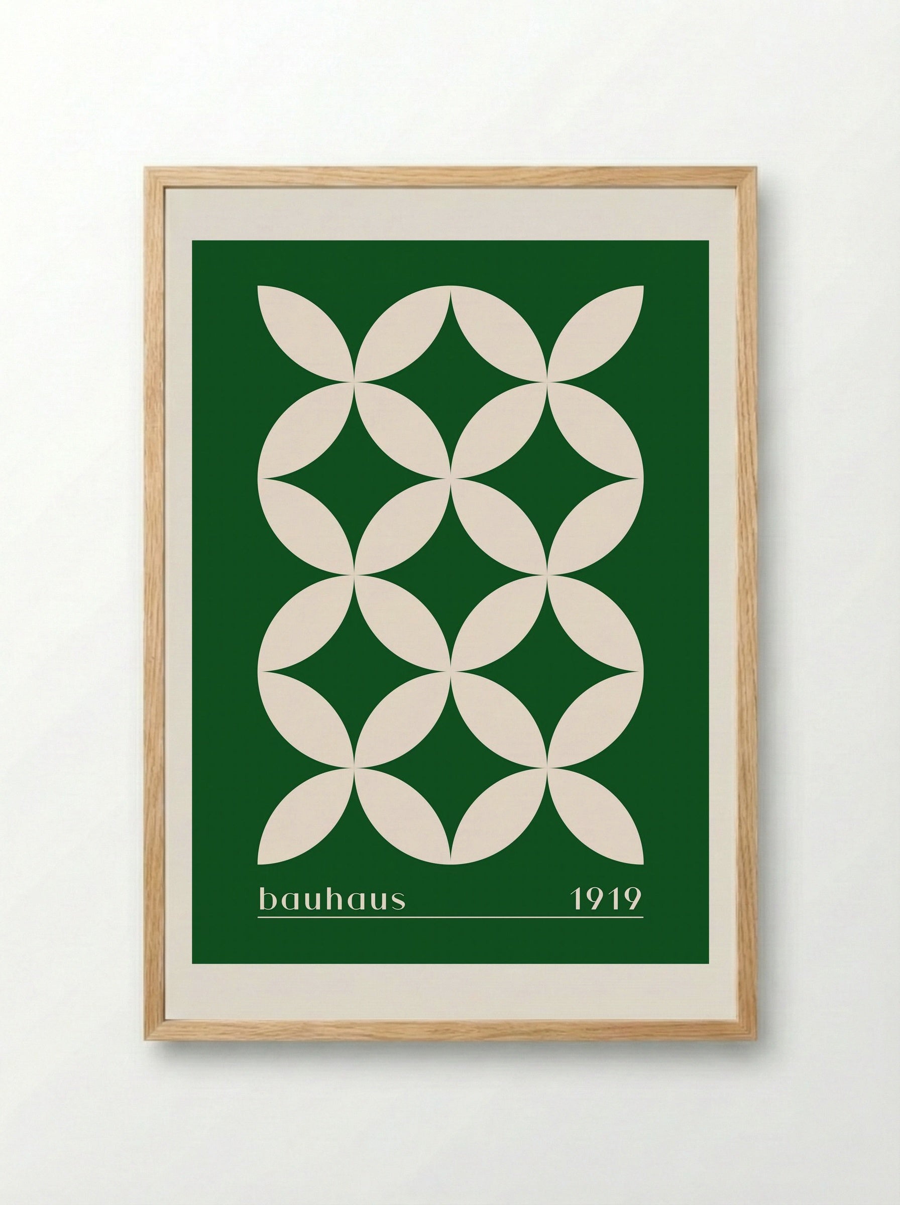 Bauhaus Petal Matrix in Green (1919) - Framed Print Wood