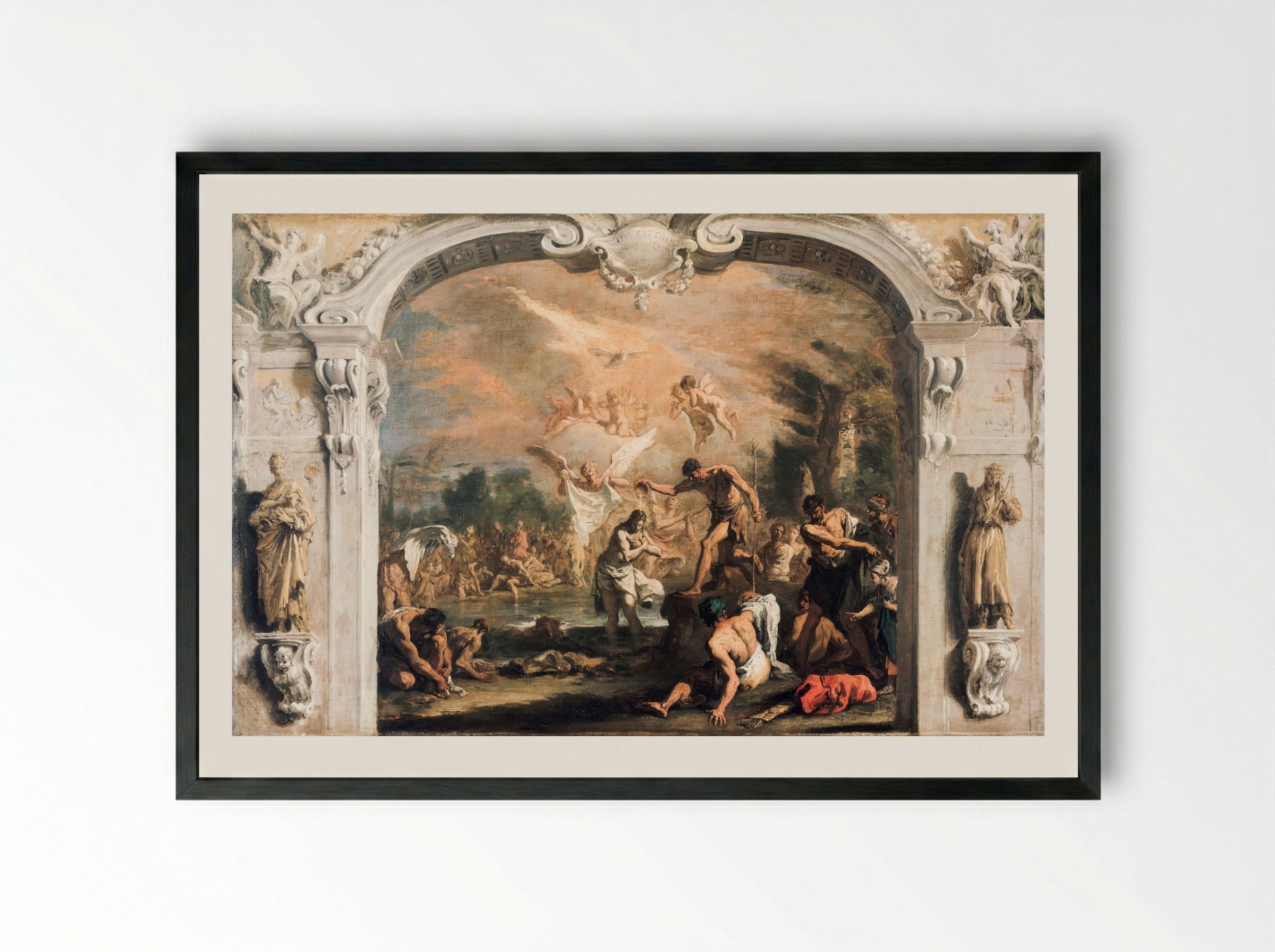 The Baptism of Christ - Sebastiano Ricci - Framed Print Black