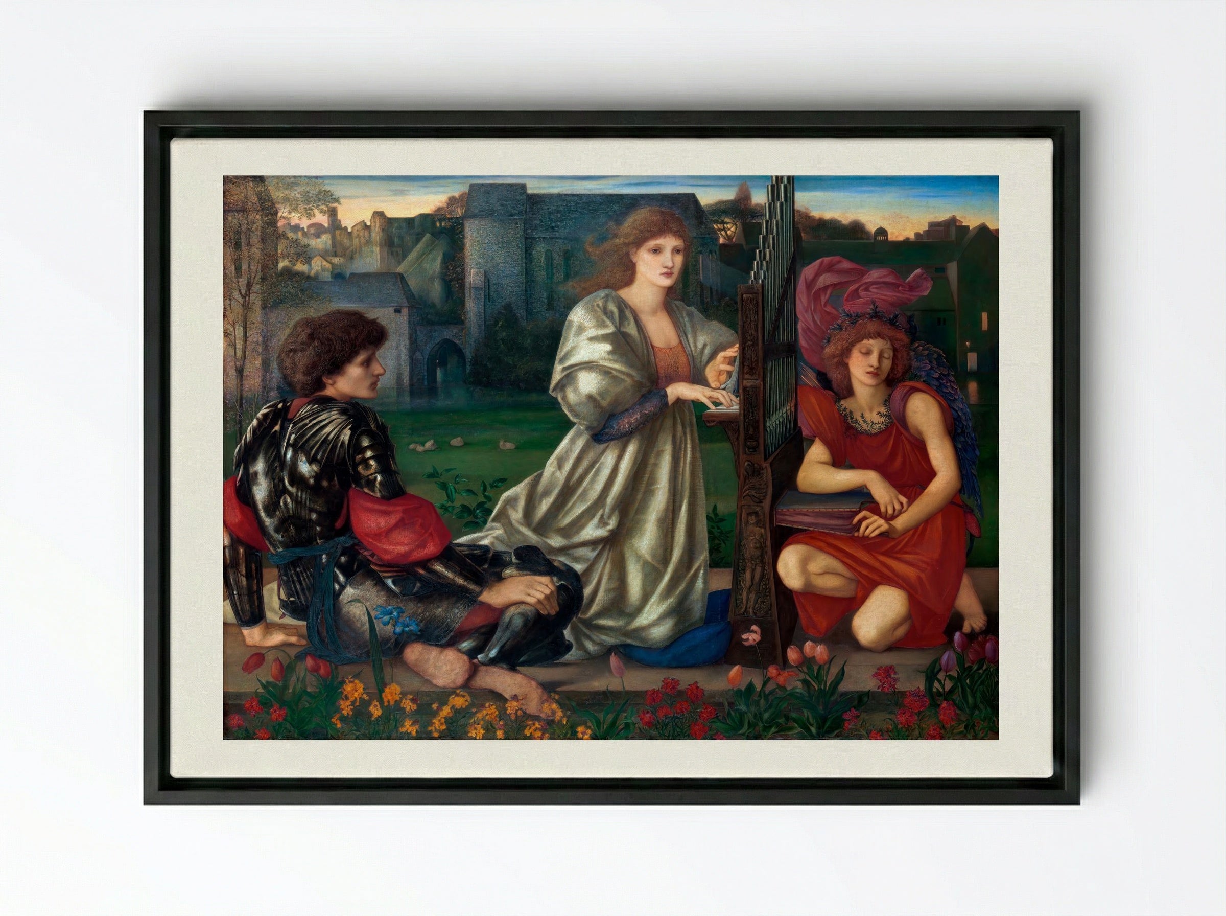 The Love Song - Edward Burne-Jones - Framed Canvas Black