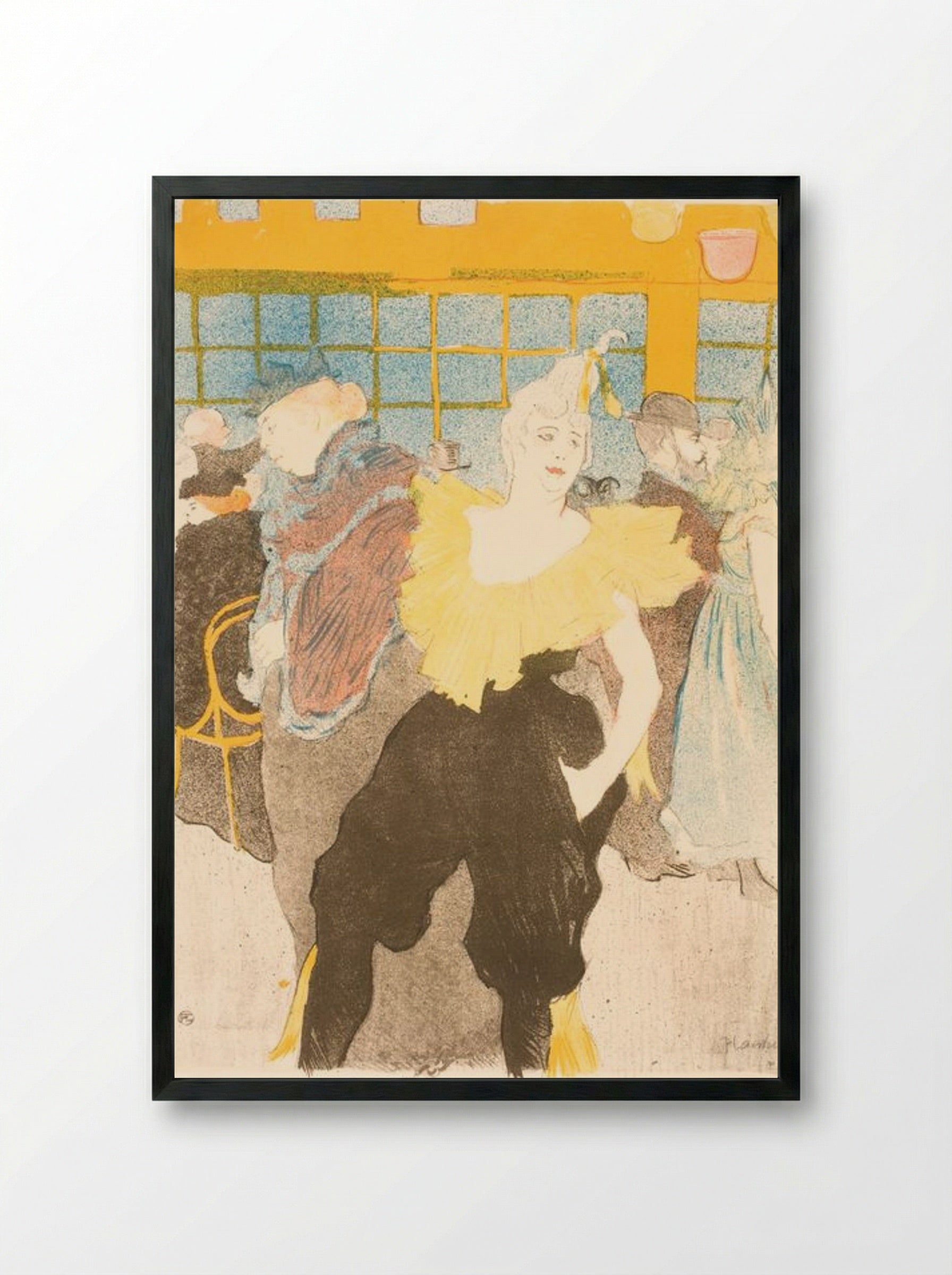 La Clownesse au Moulin Rouge - Henri de Toulouse-Lautrec - Framed Print Black