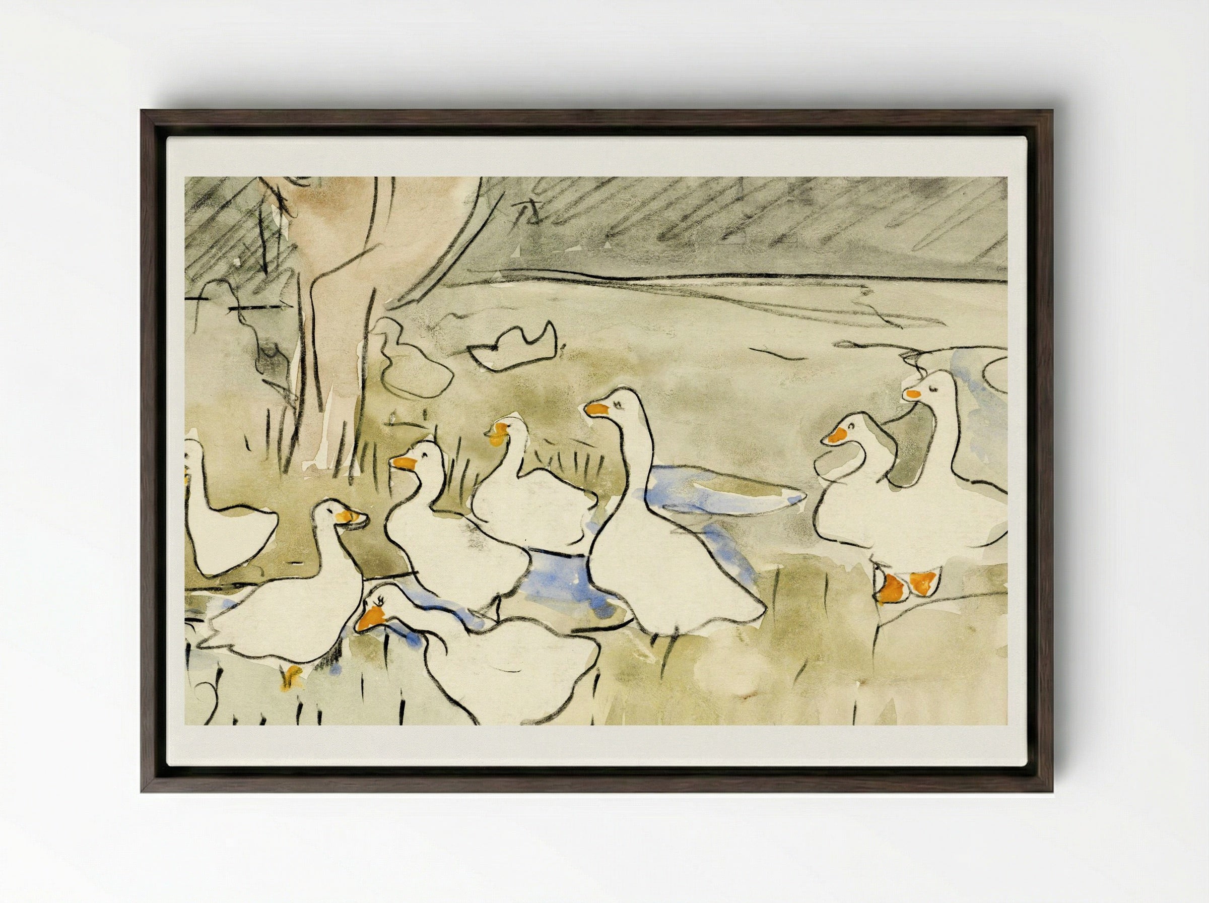 Ducks - Theo van Hoytema - Framed Canvas Dark Wood