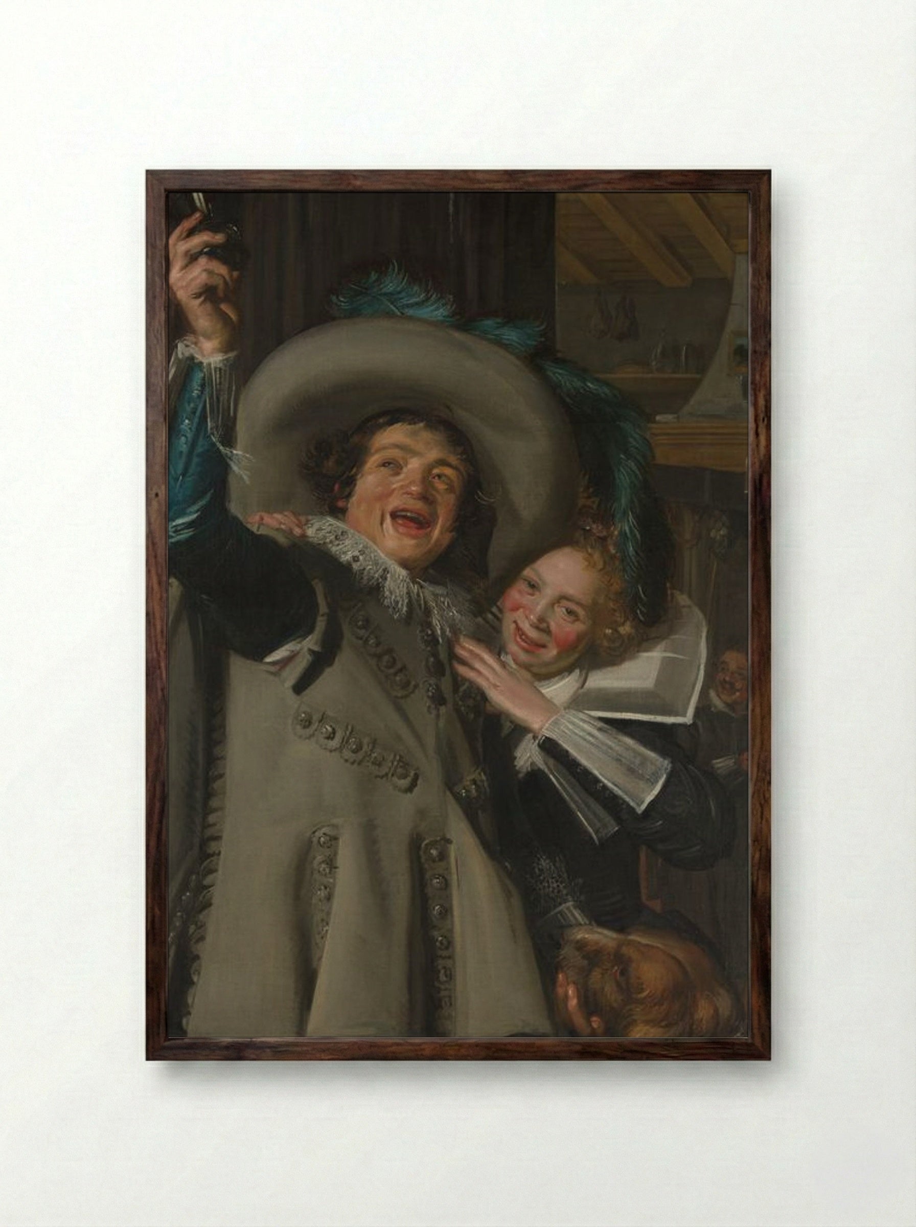 Young Man and Woman in an Inn ('Yonker Ramp and his Sweetheart') - Frans Hals - Framed Print Dark Wood