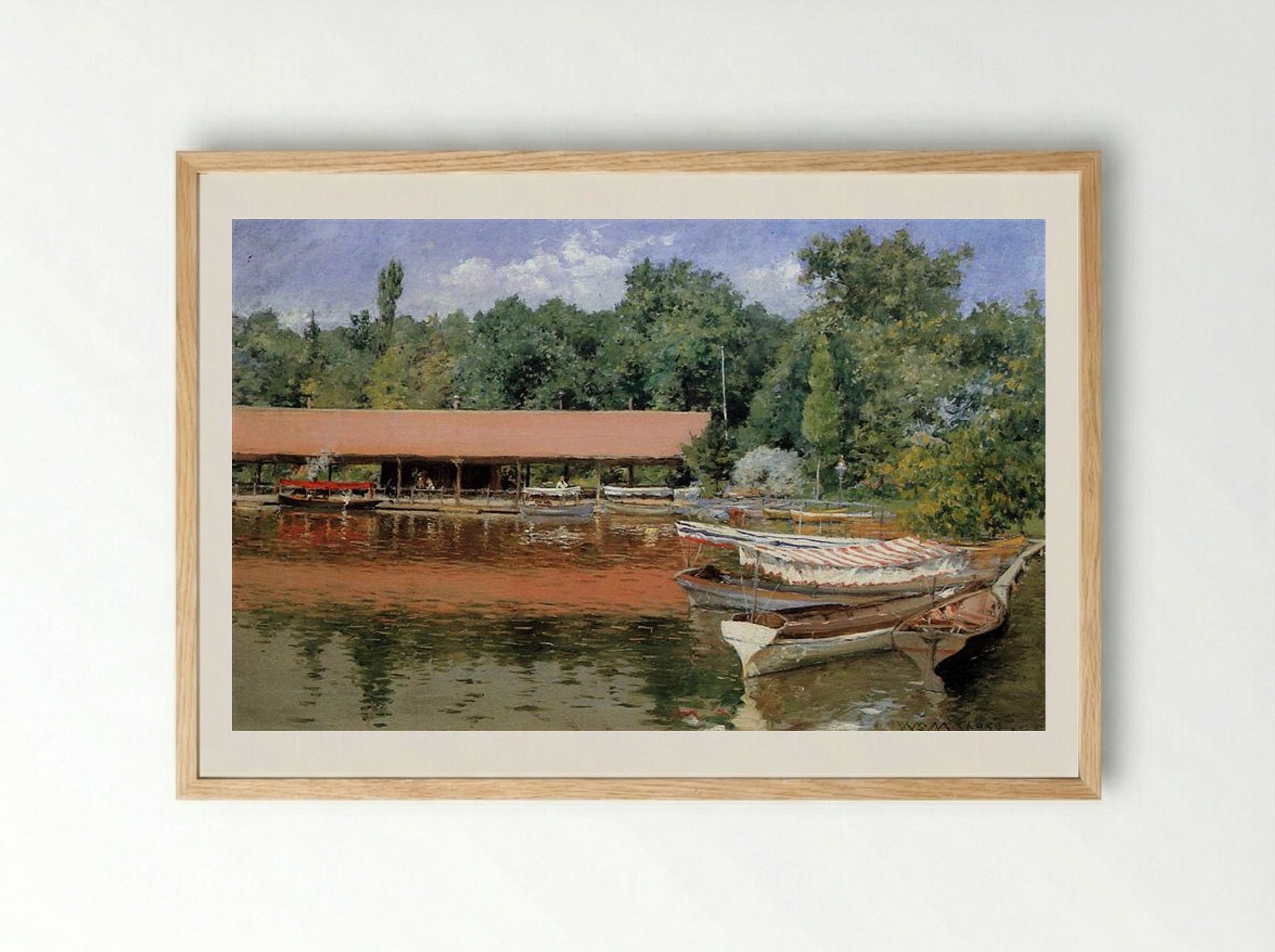 Boat House, Prospect Park - William Merritt Chase - Framed Print Wood