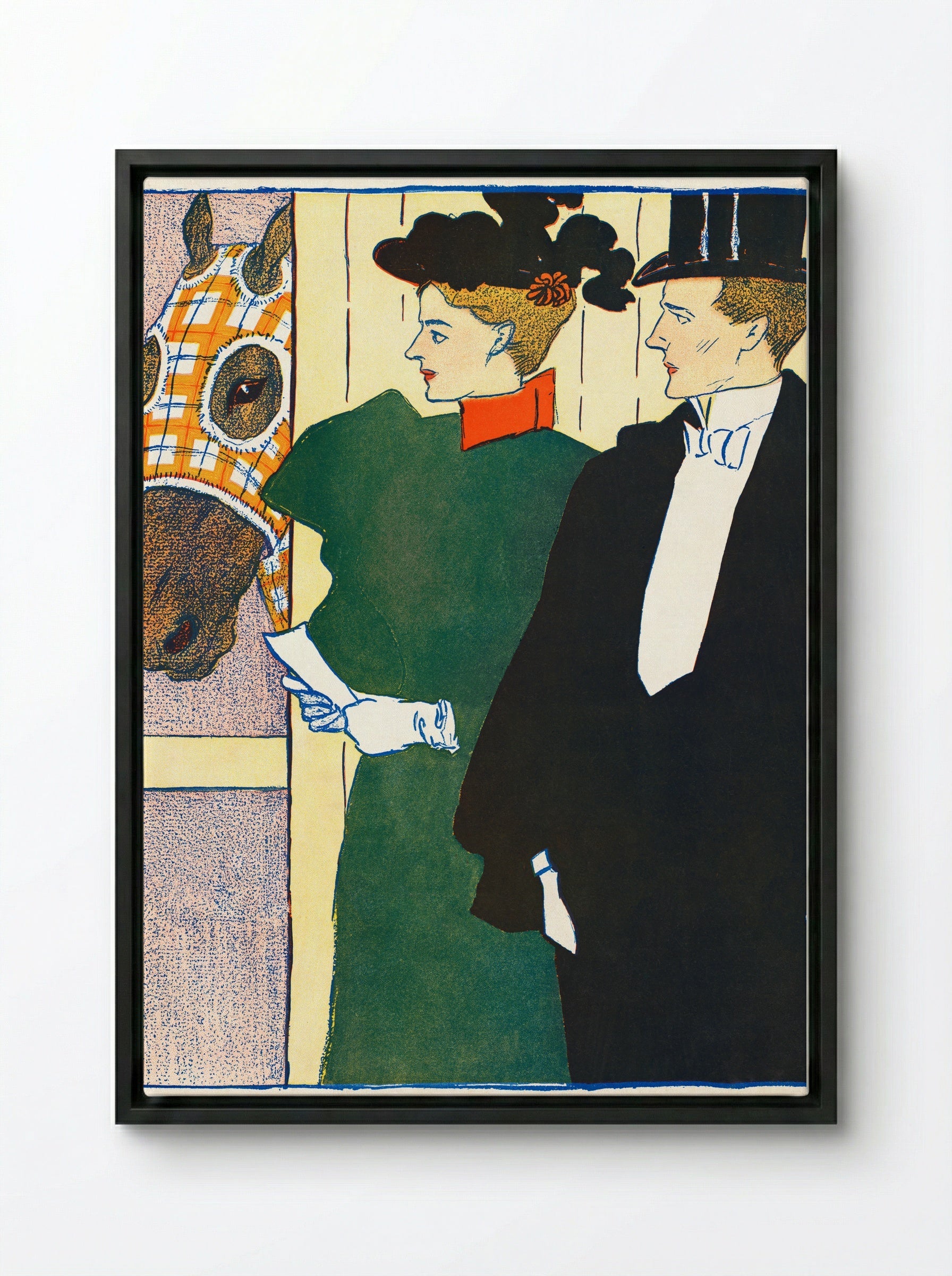 Woman Holding a Horse Racing Ticket - Edward Penfield - Framed Canvas Black