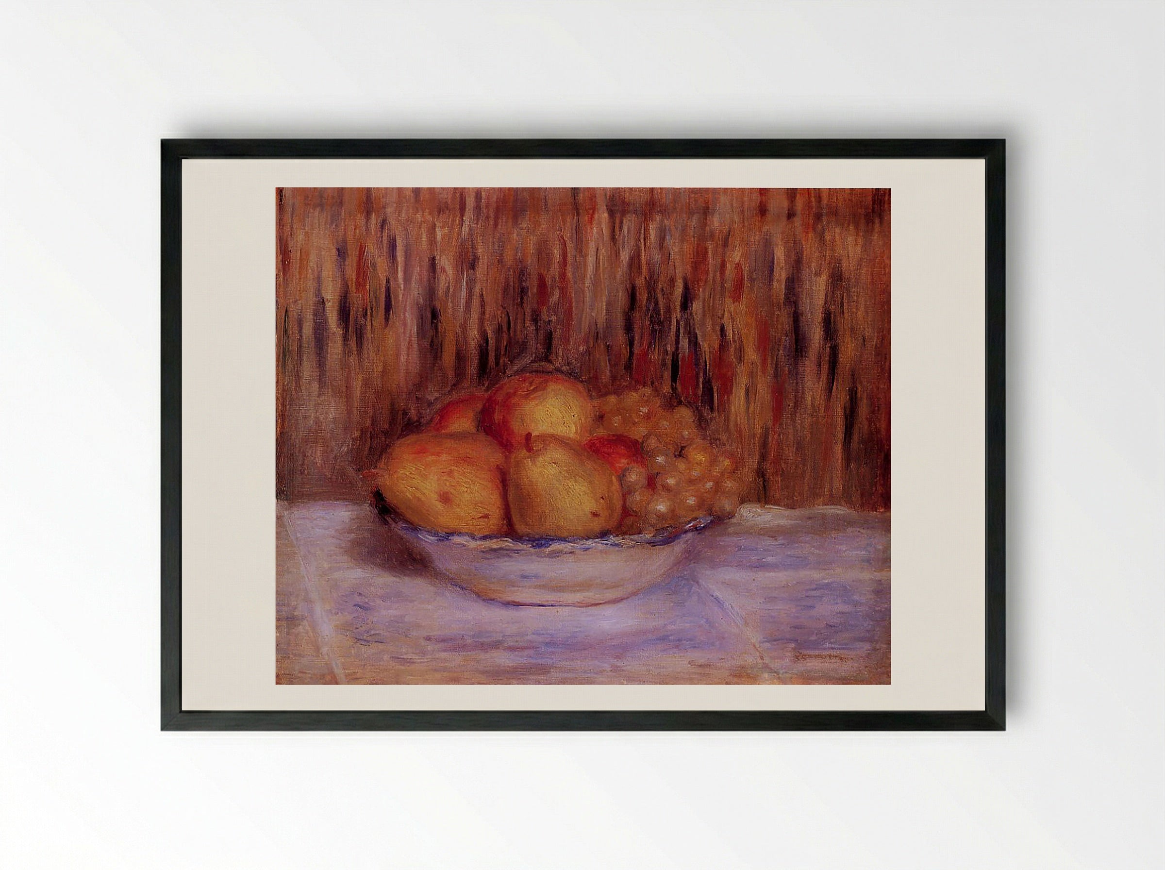 Still Life with Pears and Grapes - Pierre-Auguste Renoir - Framed Print Black
