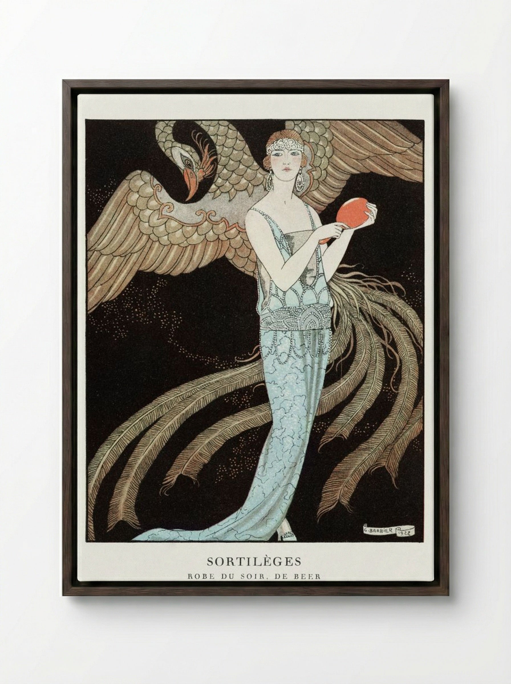 Sortilèges, Evening Dress, de Beer - George Barbier - Framed Canvas Dark Wood