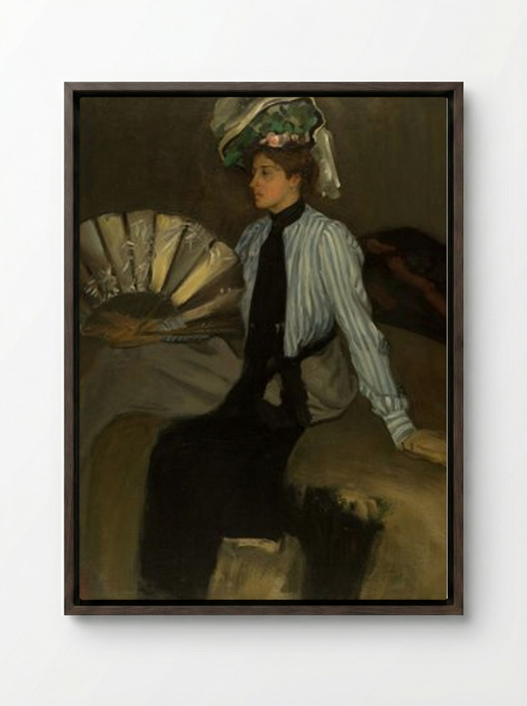 Young Woman with Fan - Alfred Henry Maurer - Framed Canvas Dark Wood