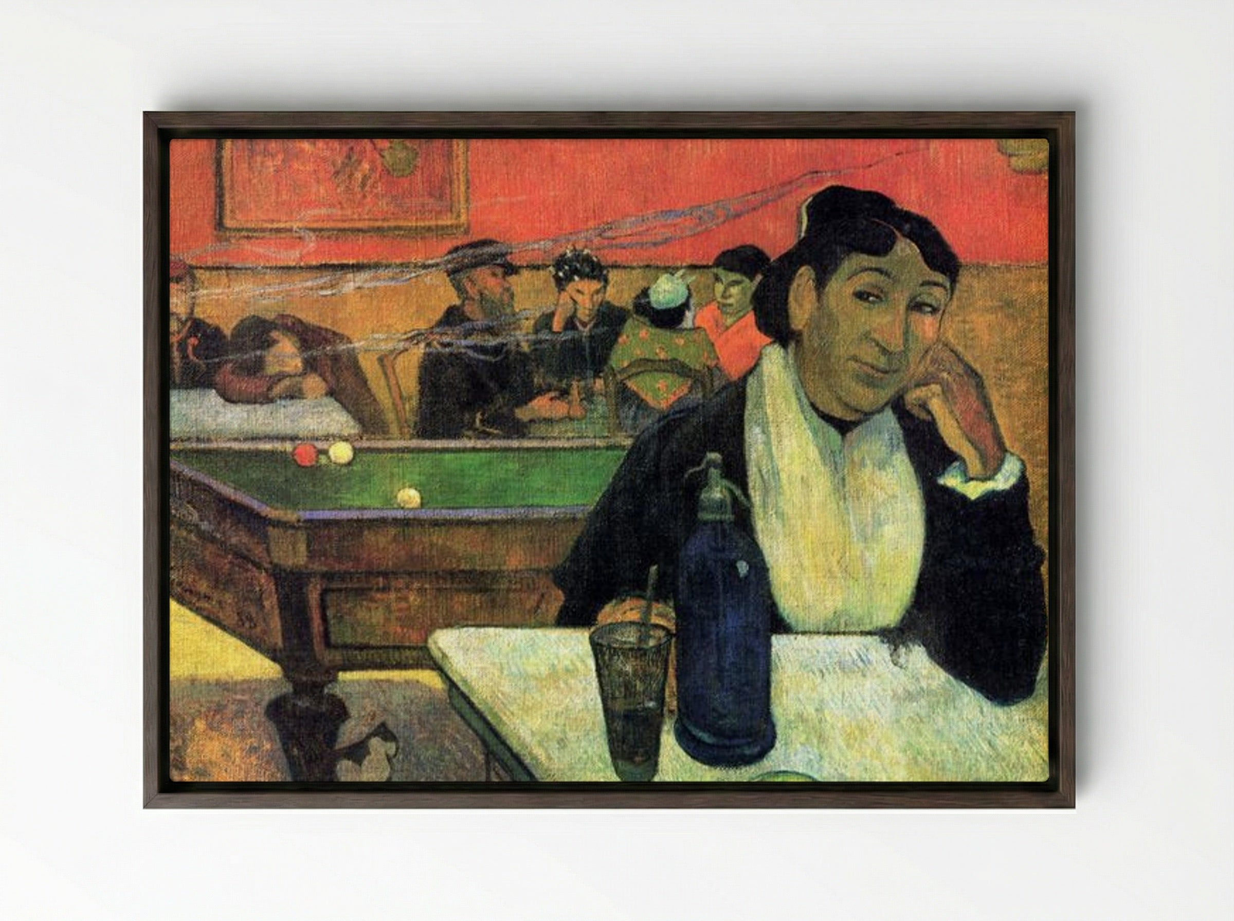 Night Café at Arles - Paul Gauguin - Framed Canvas Dark Wood