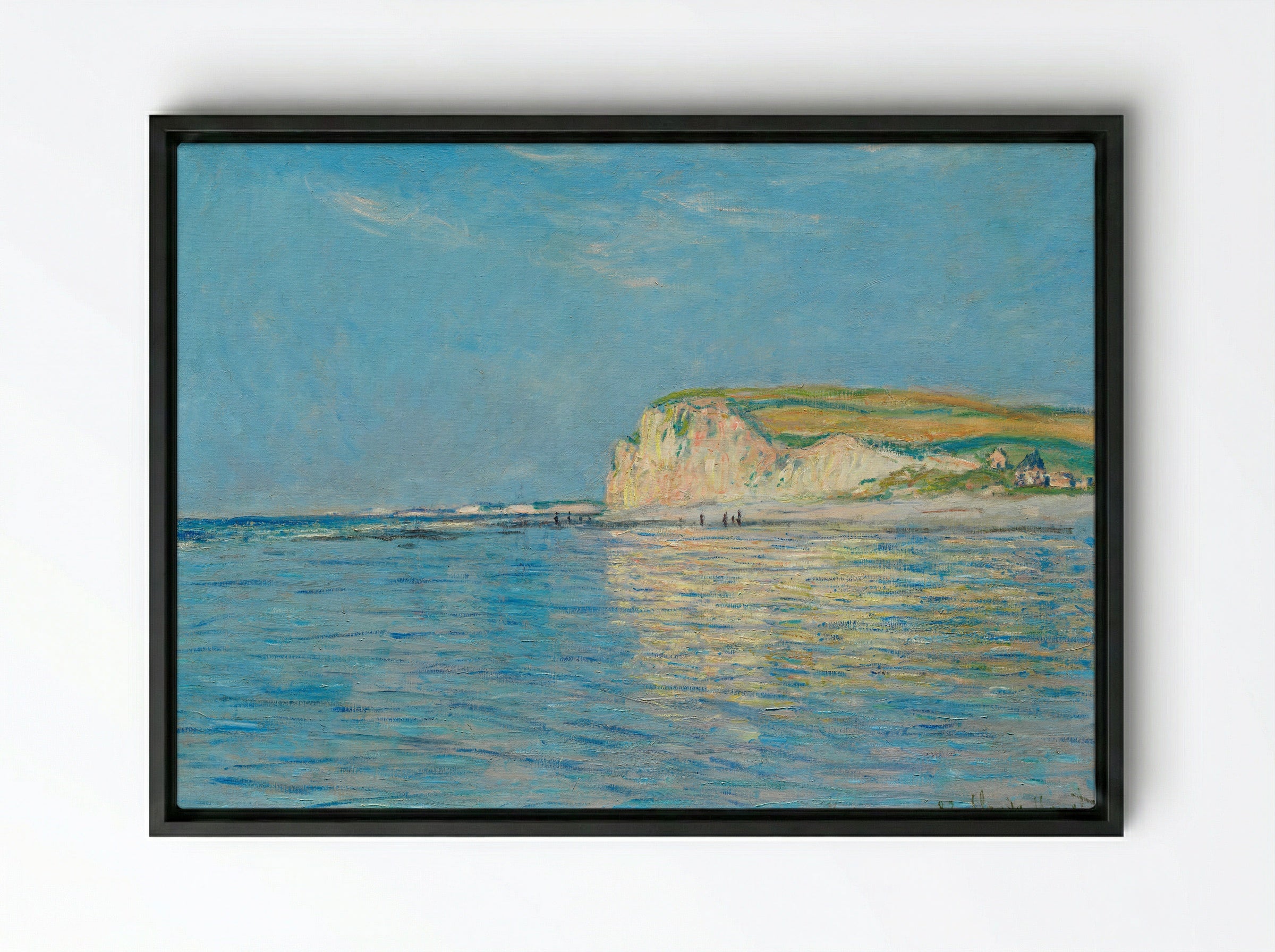 Low Tide at Pourville, near Dieppe - Claude Monet - Framed Canvas Black