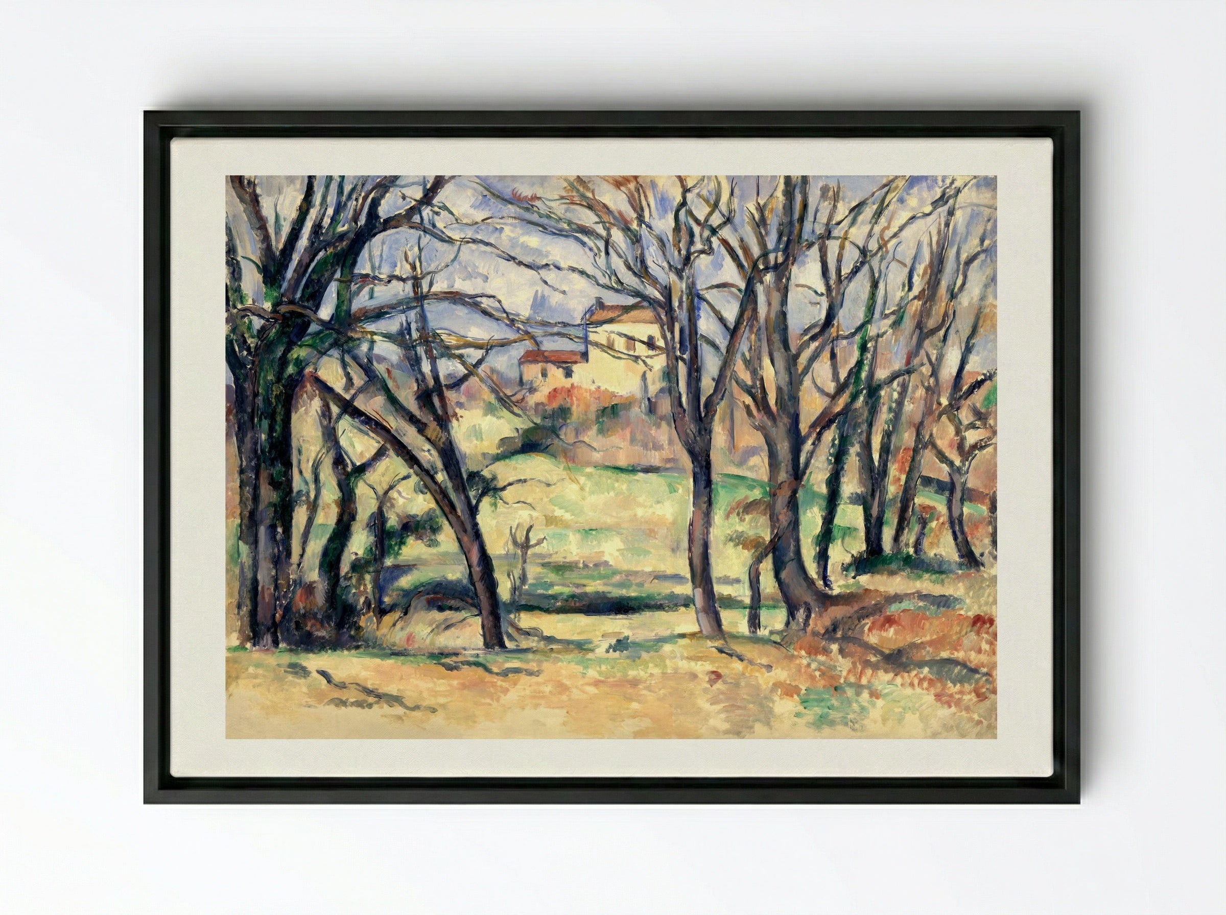 Trees and Houses Near the Jas de Bouffan - Paul Cézanne - Framed Canvas Black