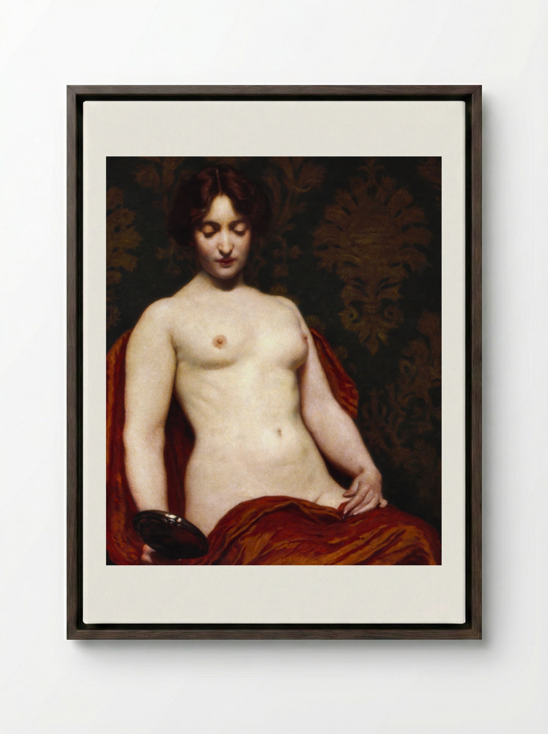 The Silver Hand Glass - Kenyon Cox - Framed Canvas Dark Wood