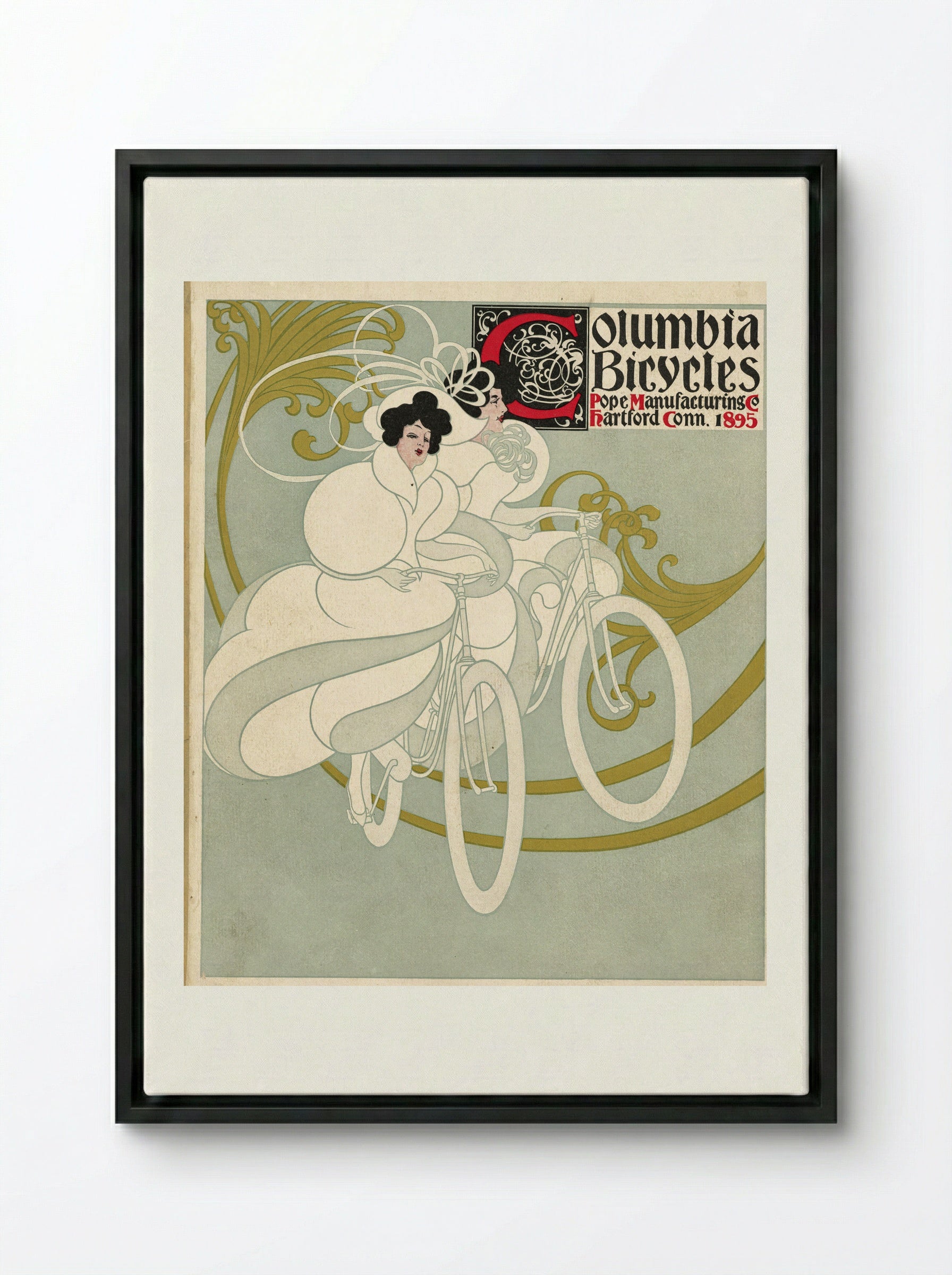 Columbia Bicycles, Pope Manufacturing Co., Hartford, Conn. - Will H. Bradley - Framed Canvas Black