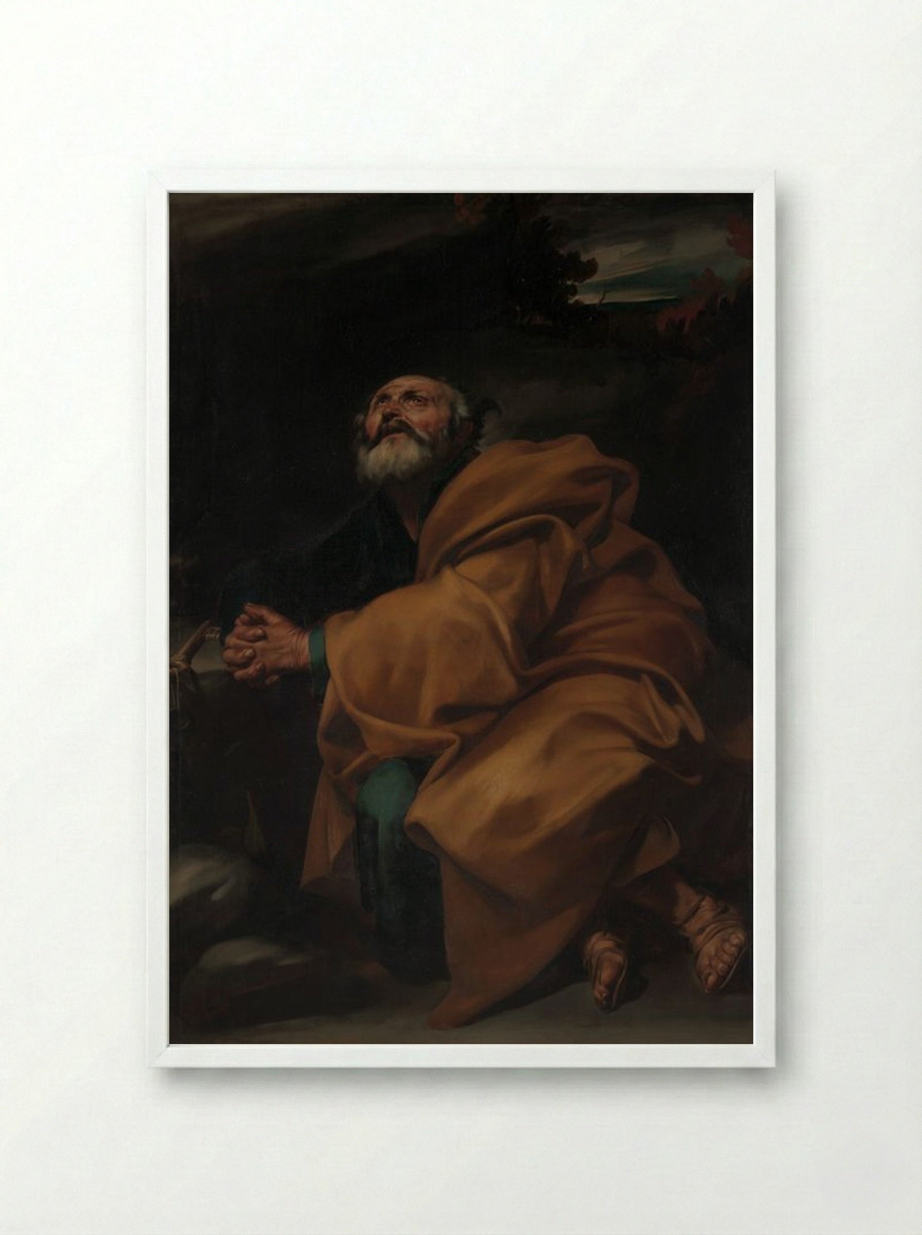 The Tears of Saint Peter - Jusepe de Ribera - Framed Print White