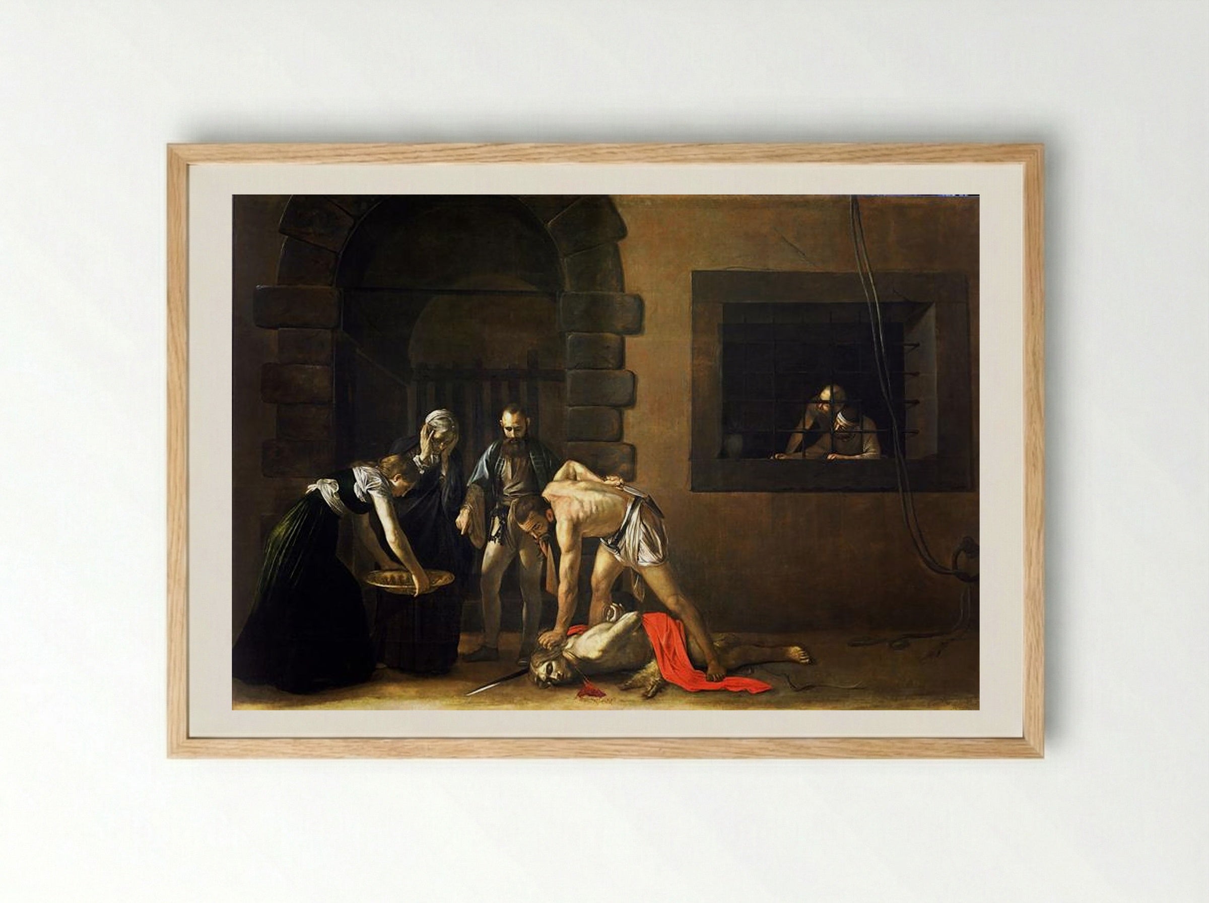 The Beheading of Saint John the Baptist - Caravaggio - Framed Print Wood