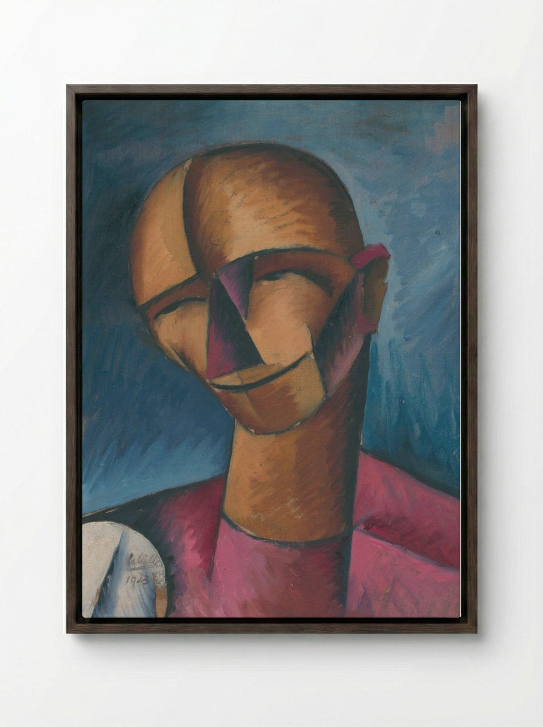 A Man's Head - Schiller Geyser - Framed Canvas Dark Wood