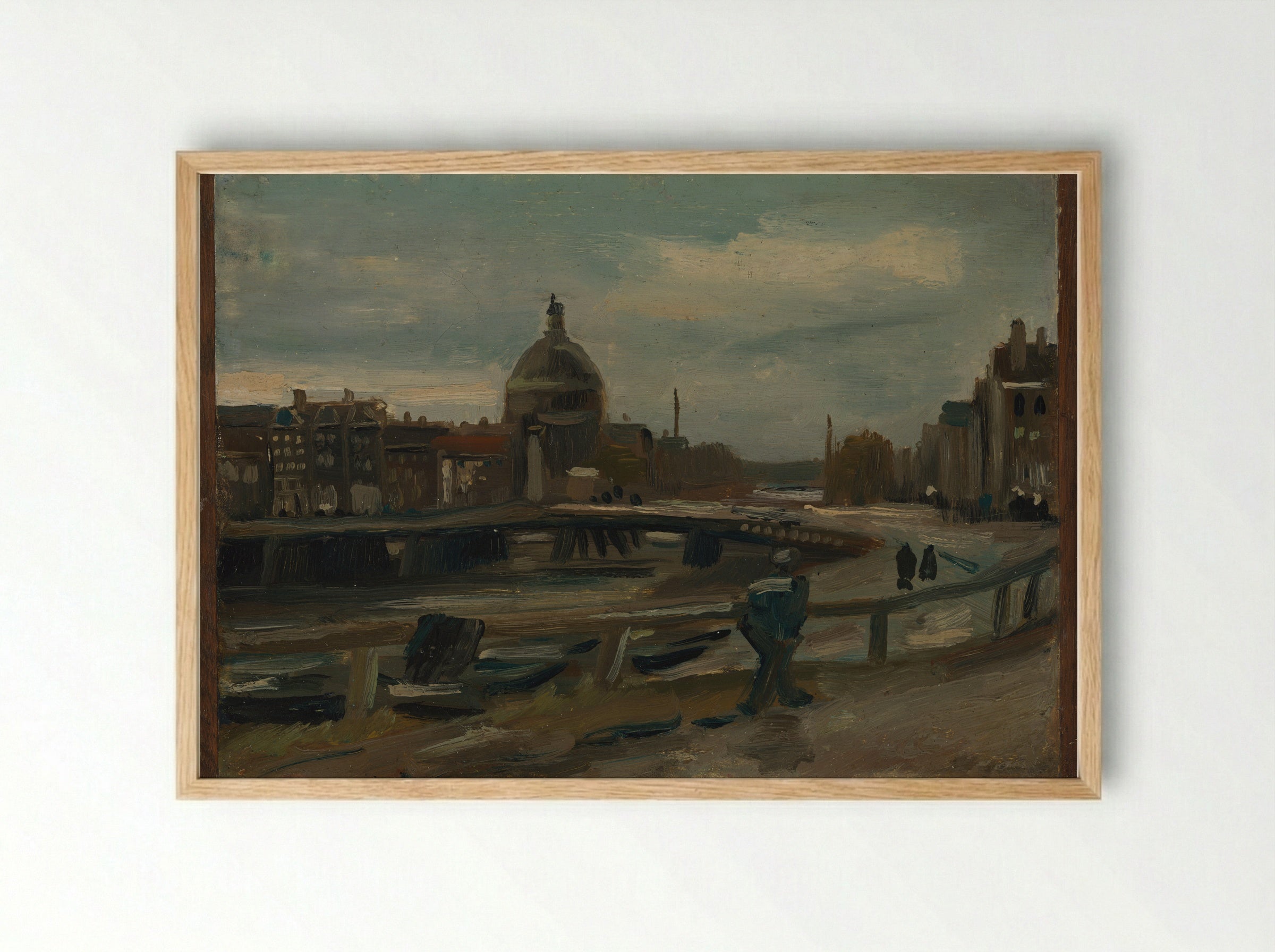 Het Singel bij de Lutherse Kerk te Amsterdam - Vincent van Gogh - Framed Print Wood