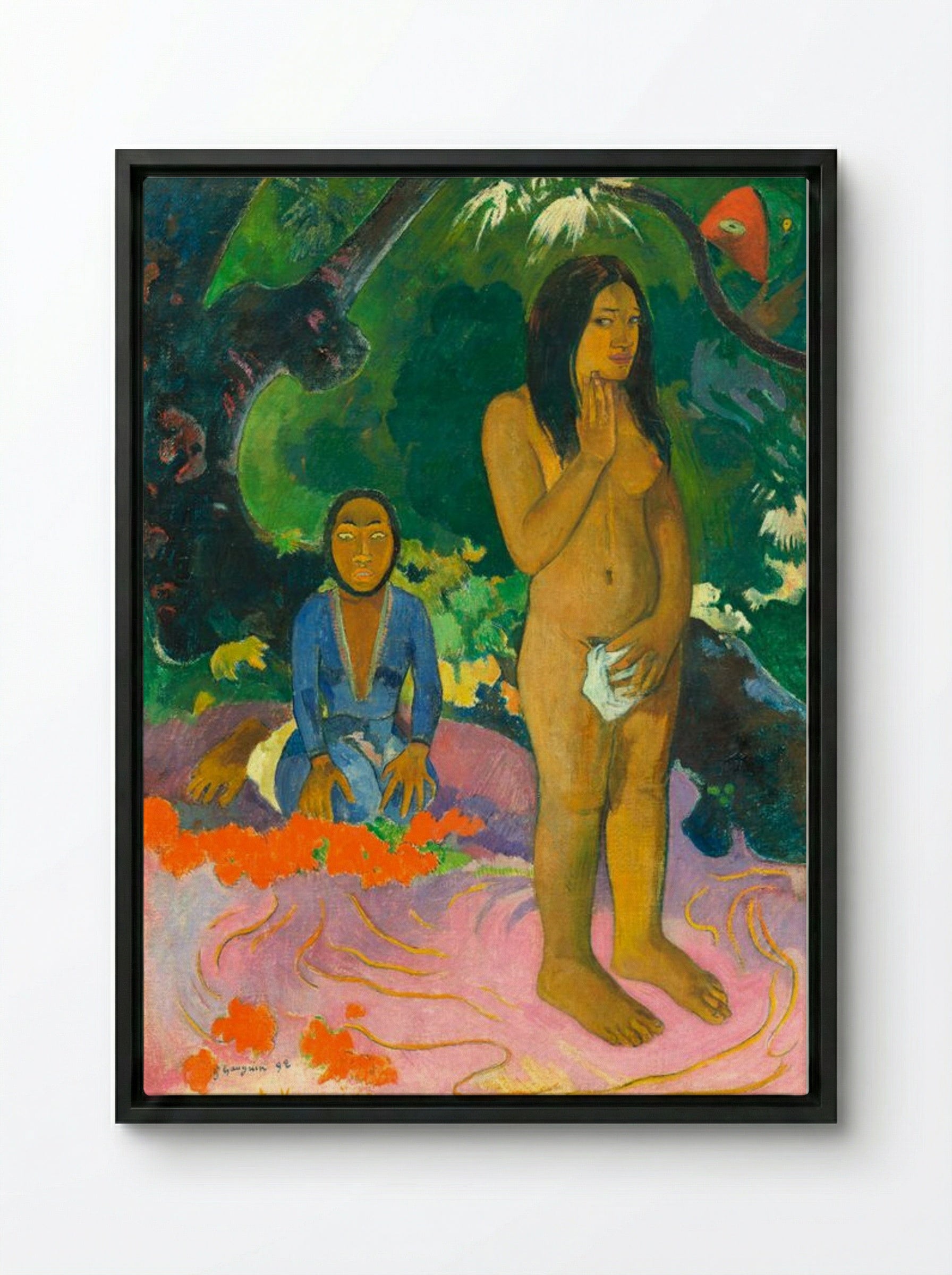 Words of the Devil - Paul Gauguin - Framed Canvas Black