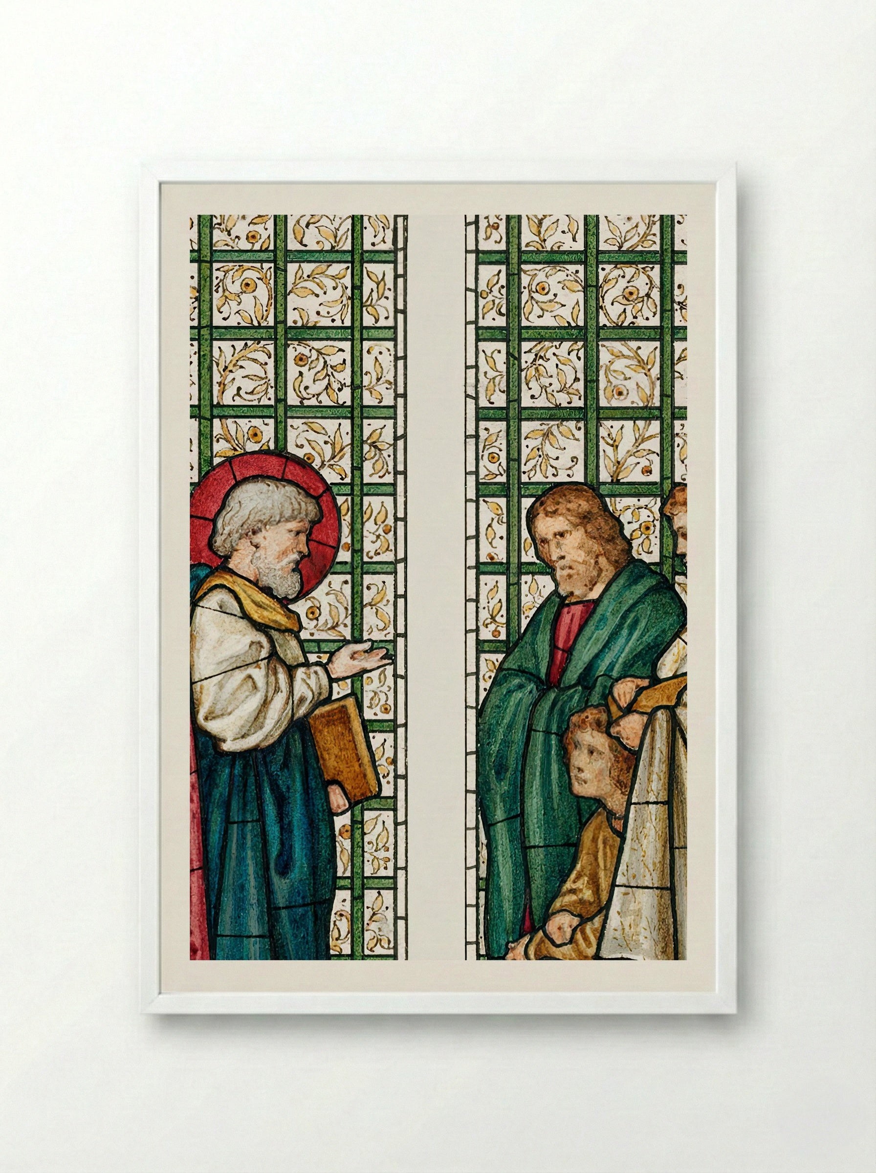 Design for Stained Glass Window, St. Paul's Church, Boston, MA - Edward Burne-Jones - Framed Print White