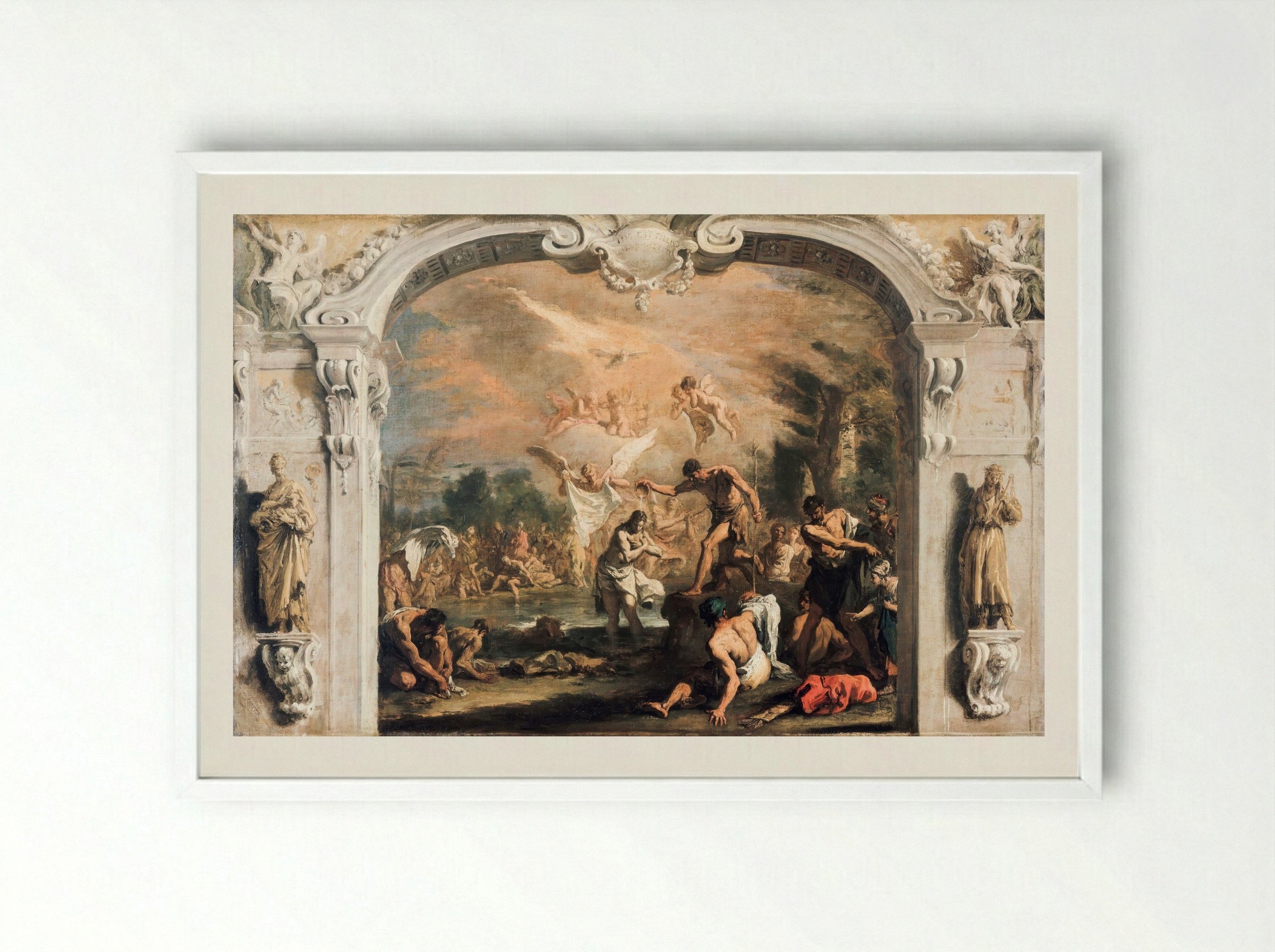 The Baptism of Christ - Sebastiano Ricci - Framed Print White