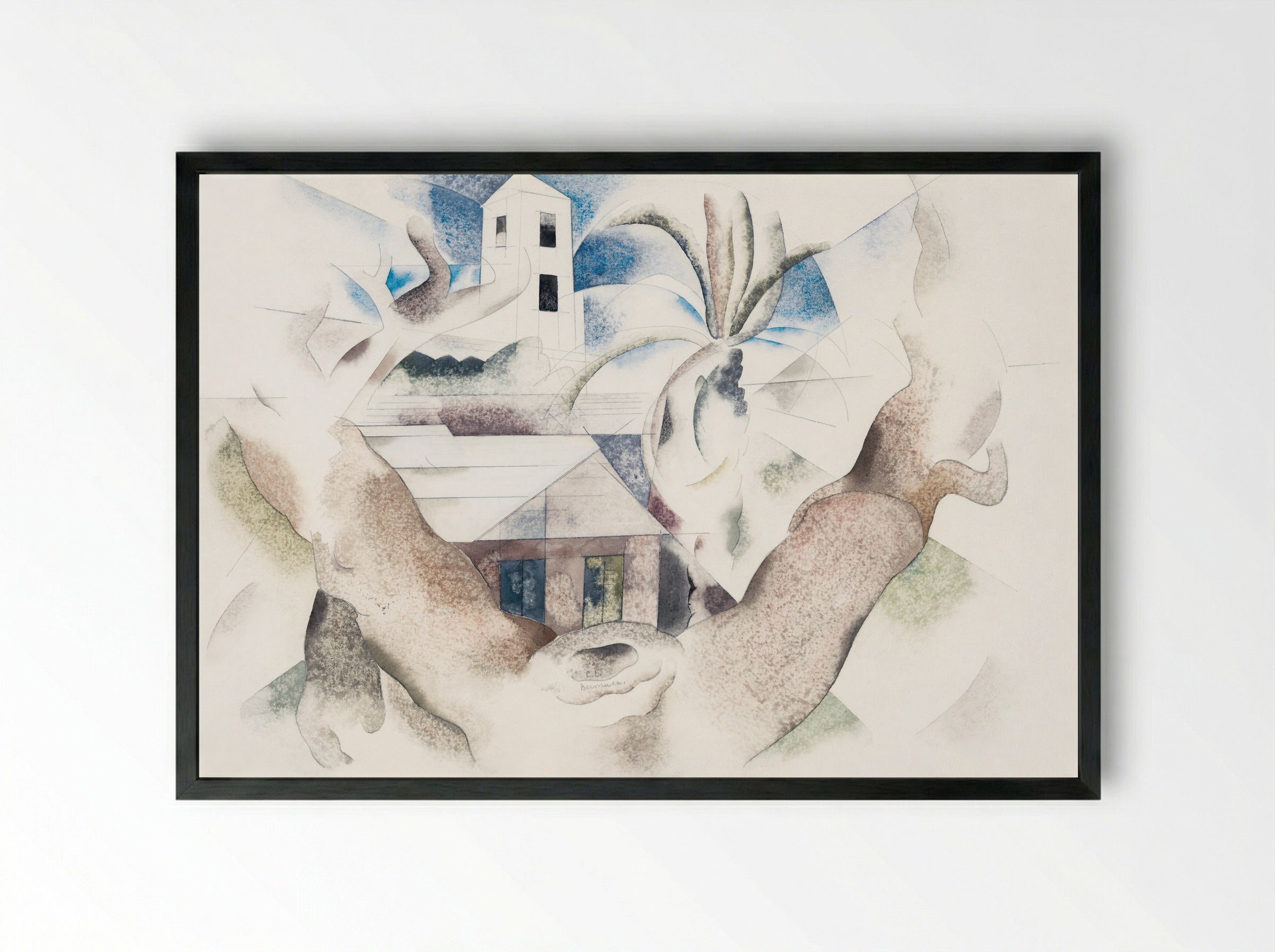 Bermuda No. 1, Tree and House - Charles Demuth - Framed Print Black