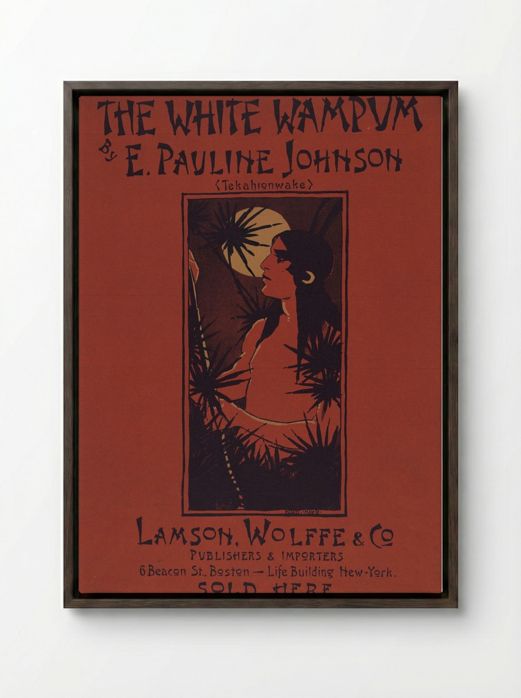 The White Wampum - E. Pauline Johnson - Framed Canvas Dark Wood