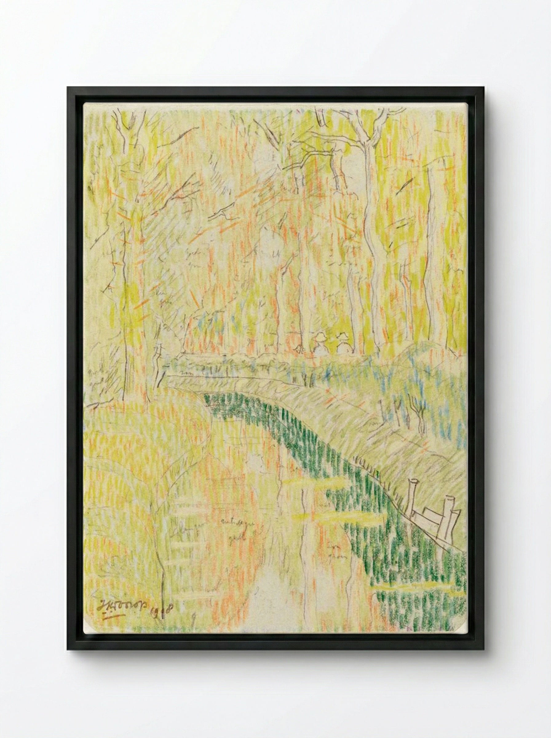 Navigates Between Trees - Jan Toorop - Framed Canvas Black