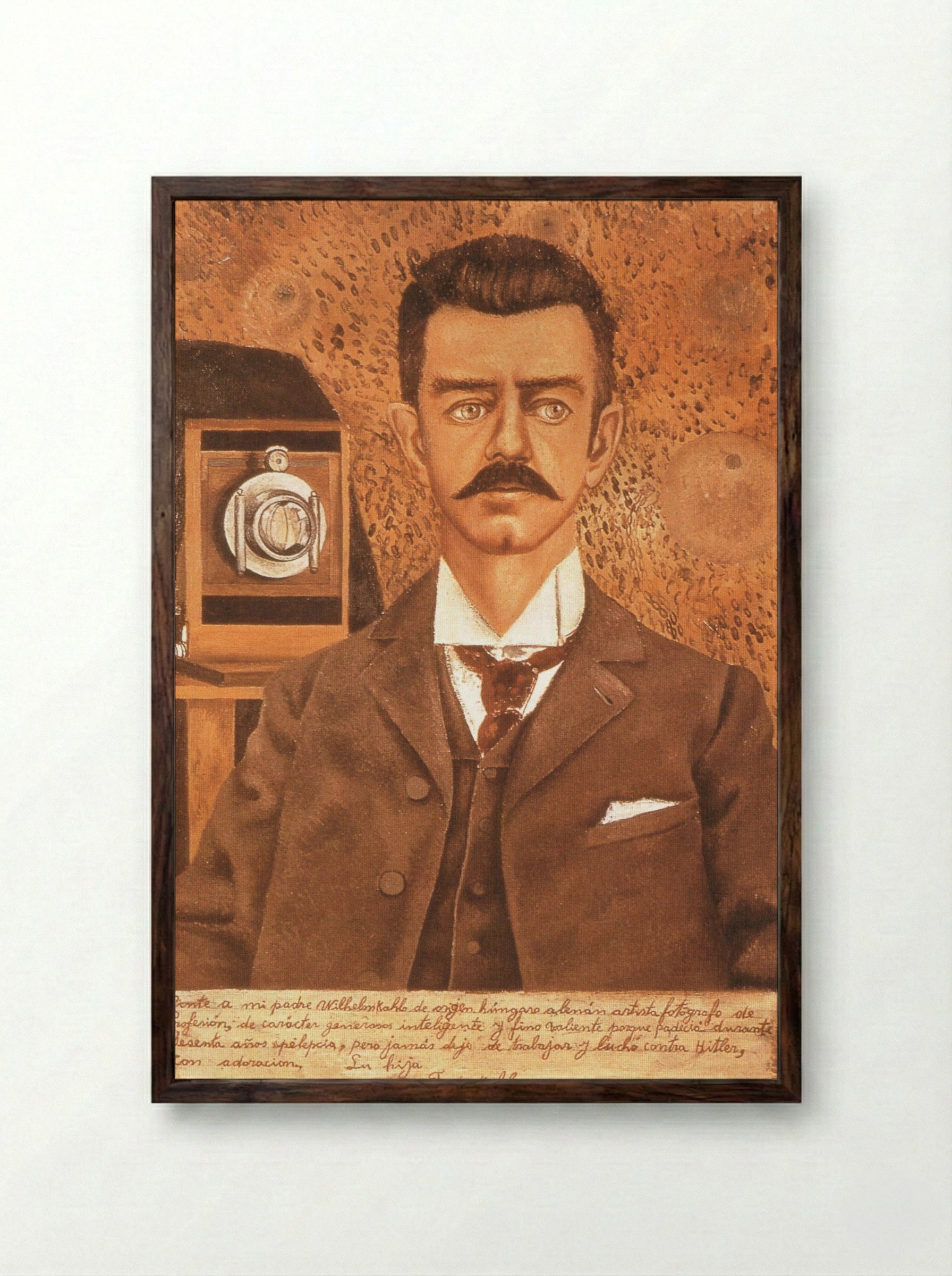 Portrait of My Father, Wilhelm Kahlo - Frida Kahlo - Framed Print Dark Wood