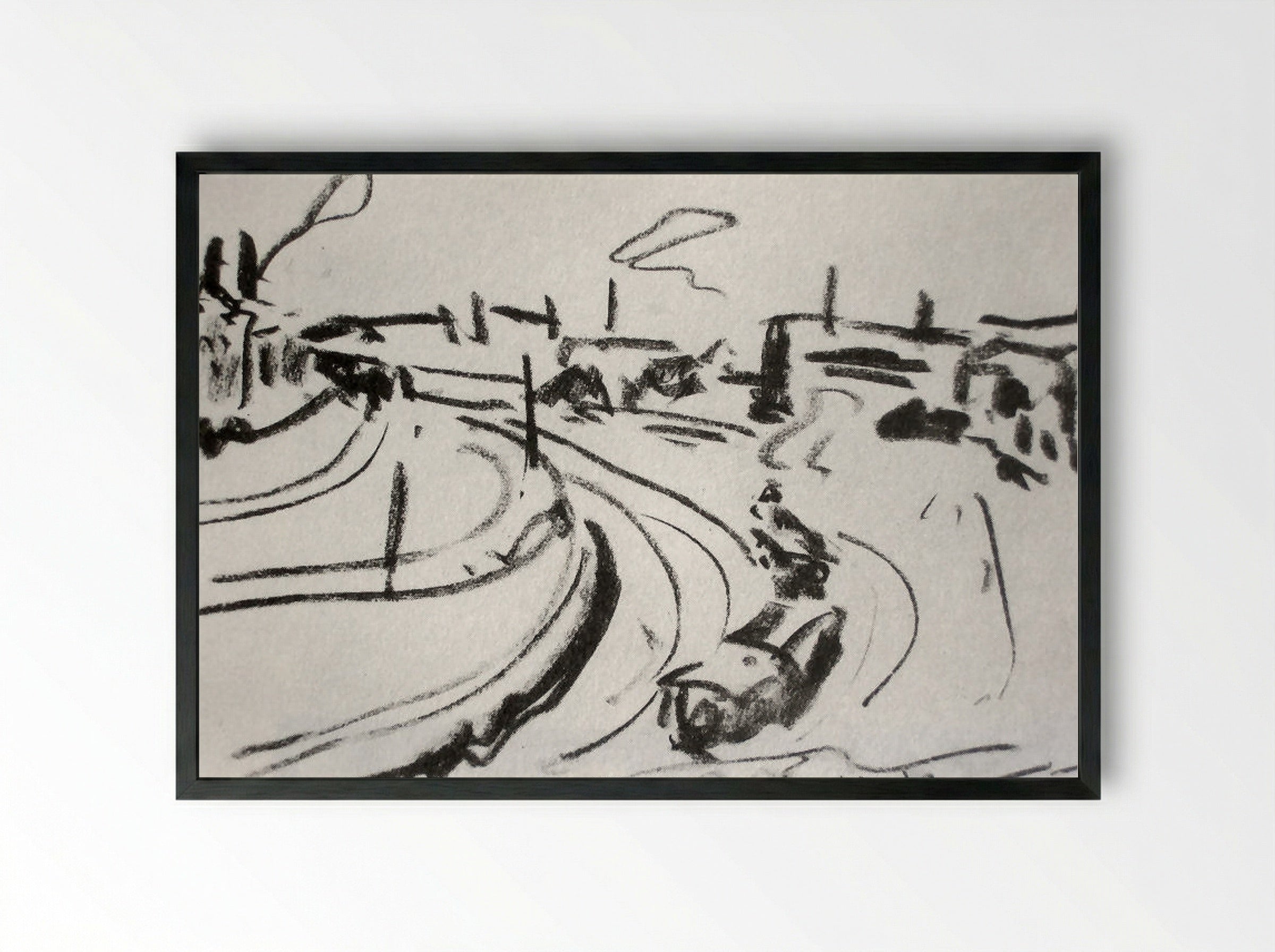 Railway in Dresden - Ernst Ludwig Kirchner - Framed Print Black