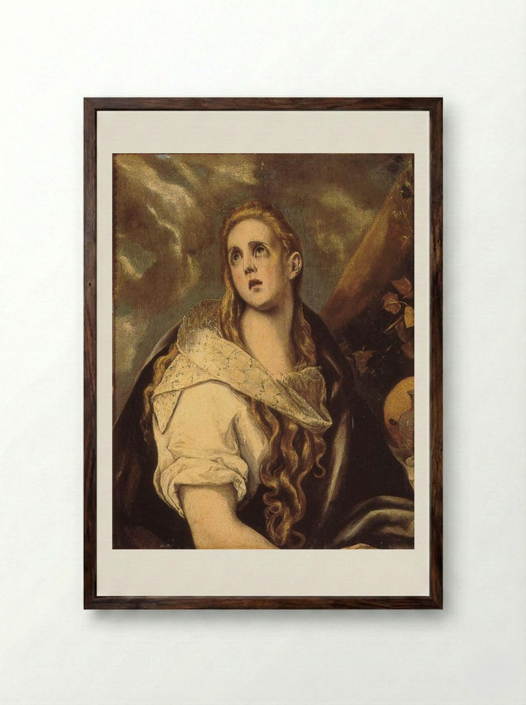 The Penitent Magdalene - El Greco - Framed Print Dark Wood