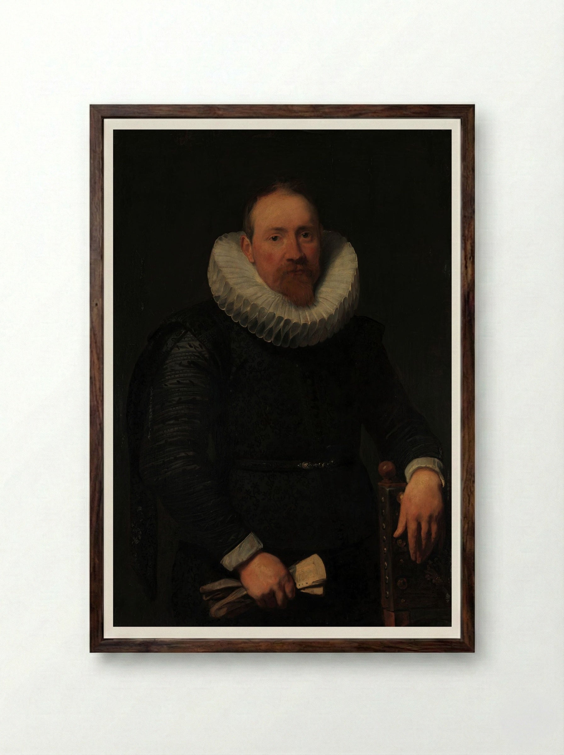 Portrait of a Man - Anthony van Dyck - Framed Print Dark Wood