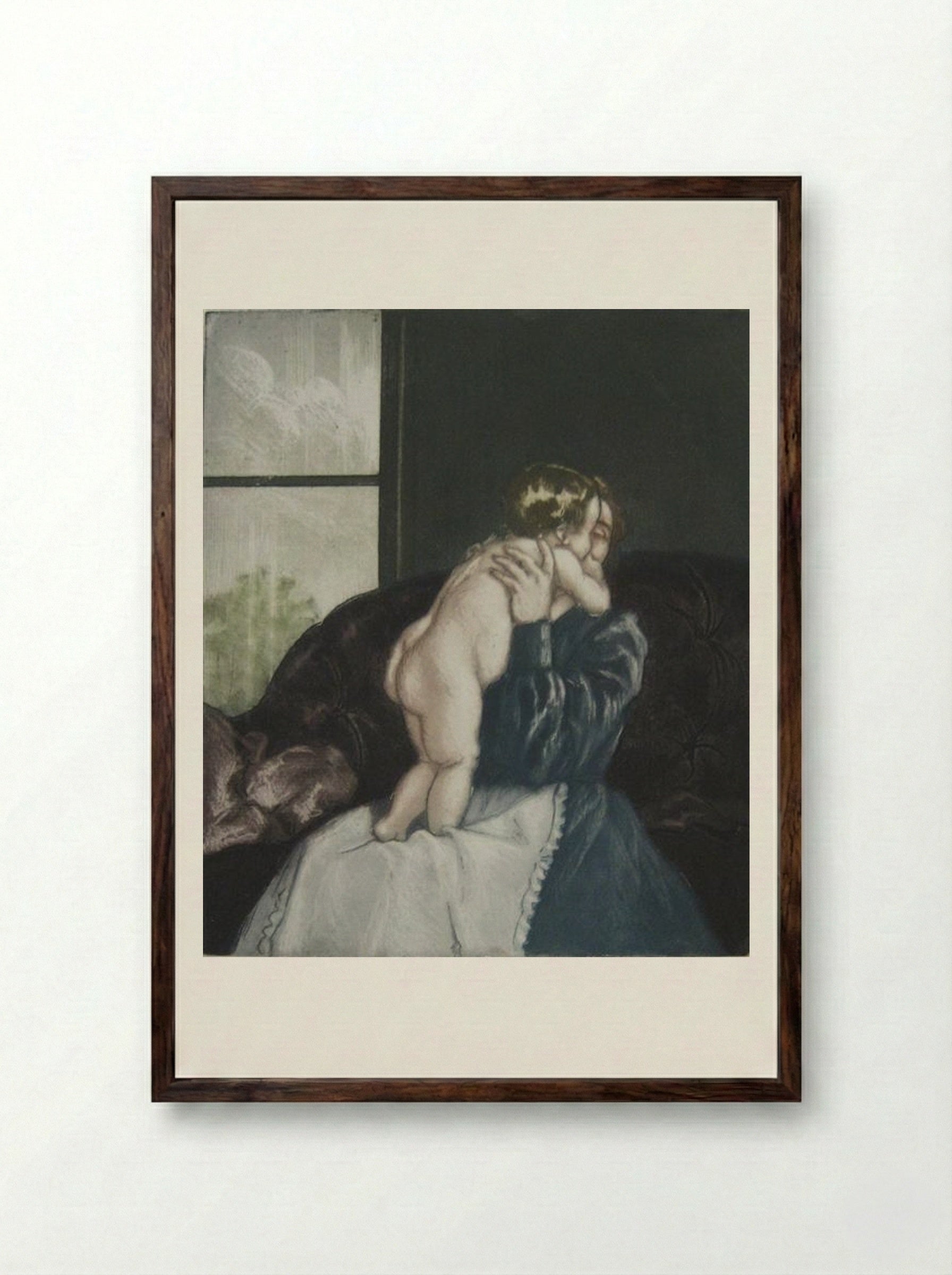 The Kiss - Charles Maurin - Framed Print Dark Wood