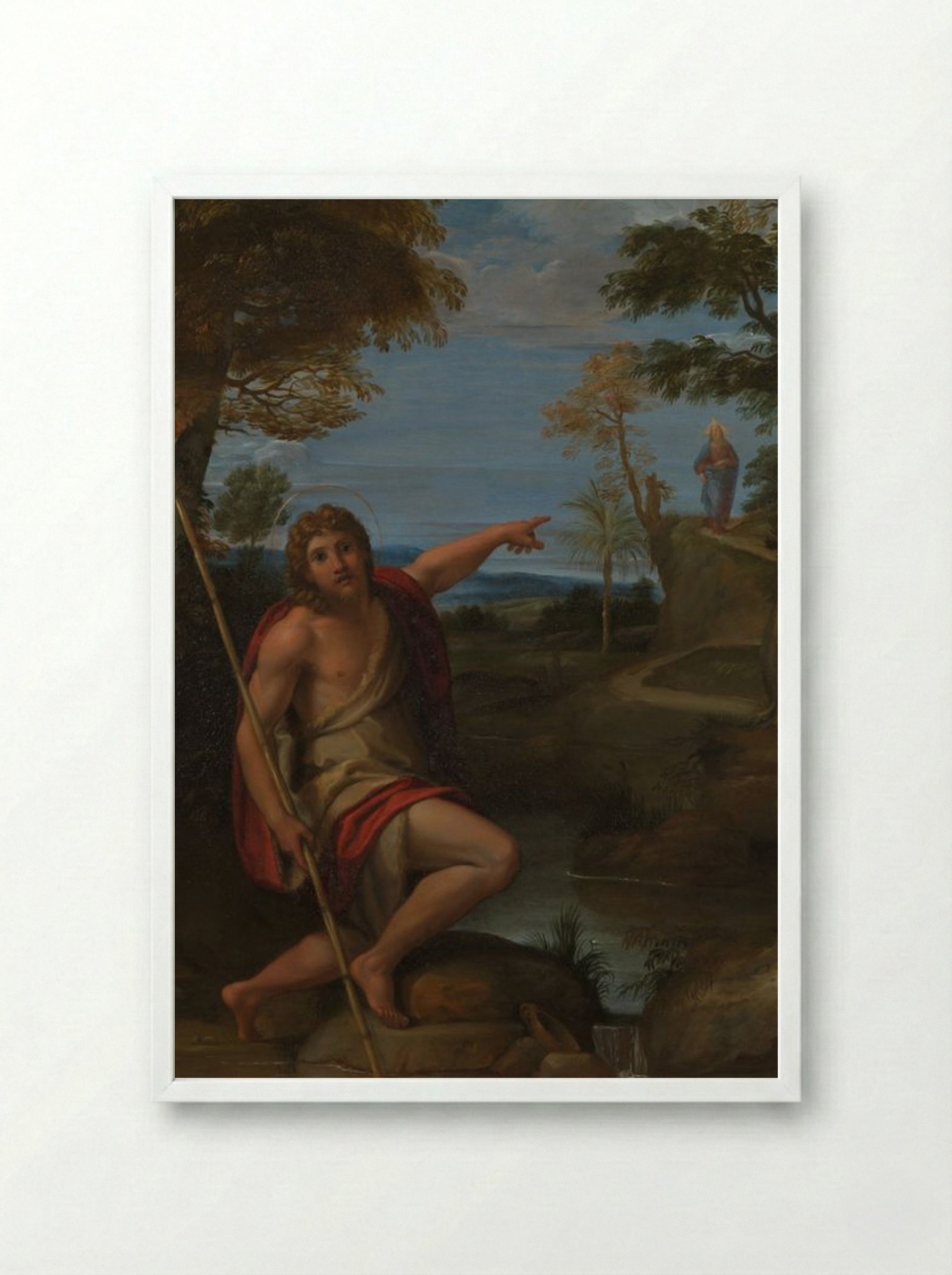Saint John the Baptist Bearing Witness - Annibale Carracci - Framed Print White