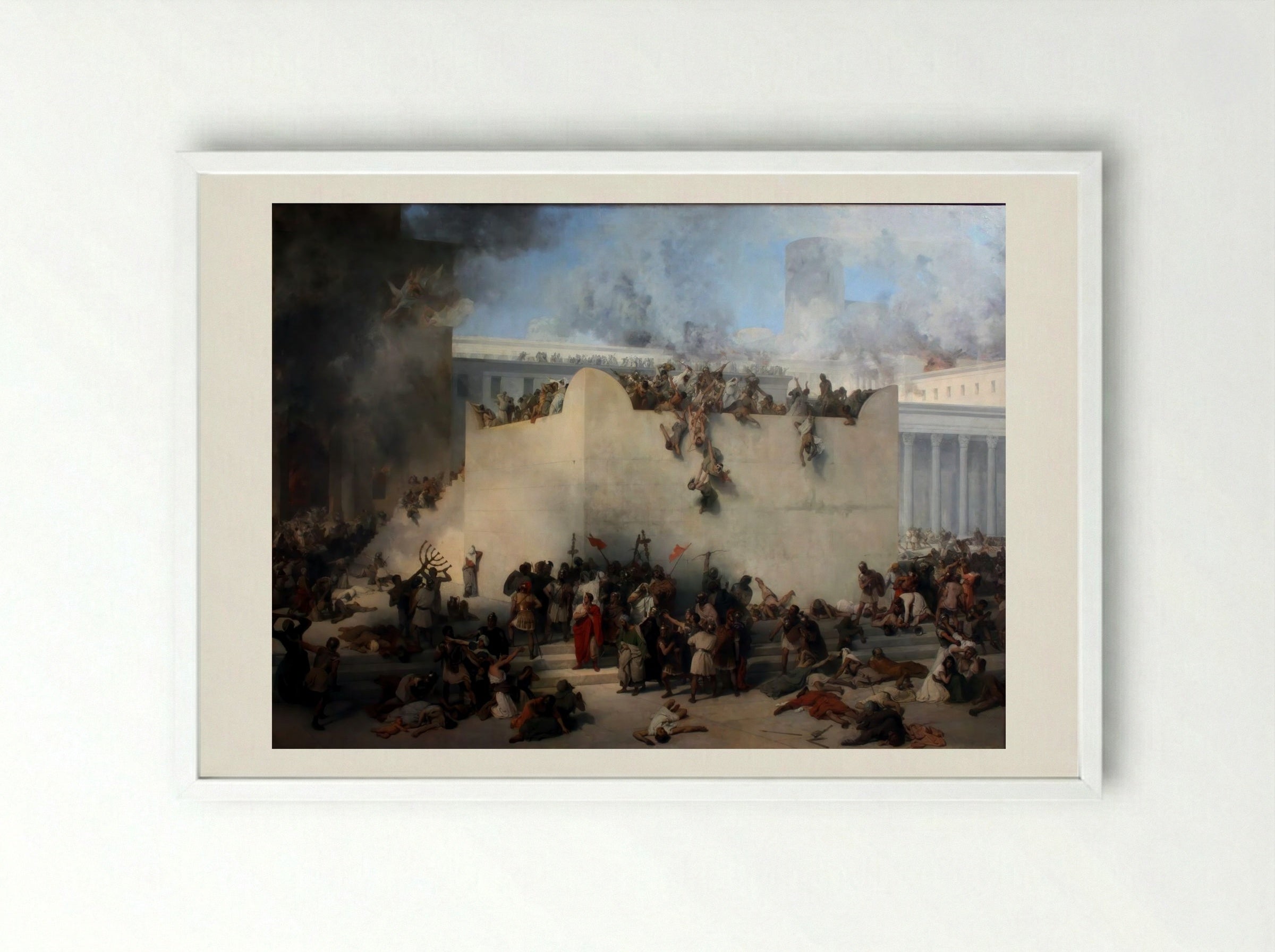 The Destruction of the Temple of Jerusalem - Francesco Hayez - Framed Print White