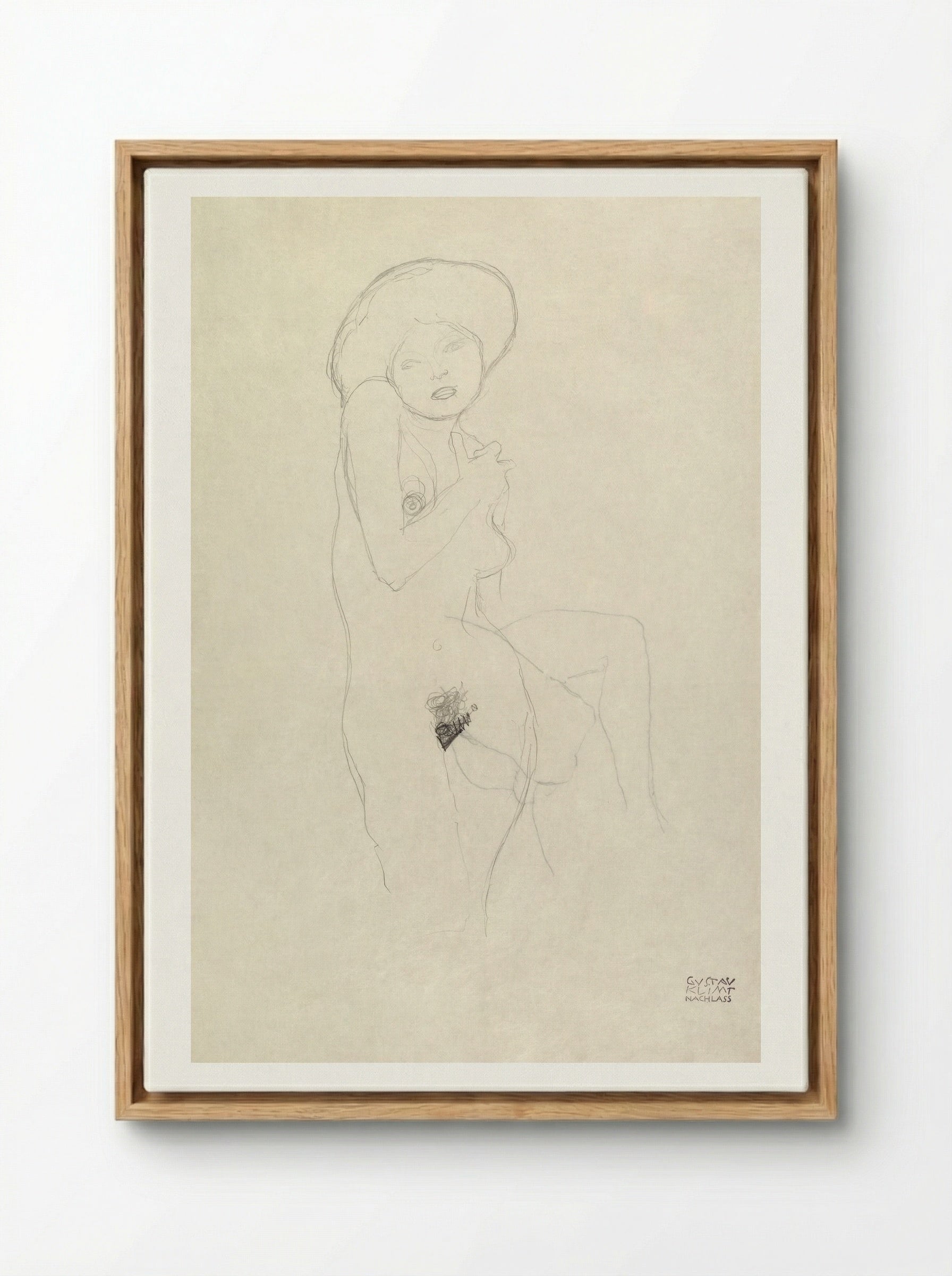 Standing Nude (Seated Woman) - Gustav Klimt - Framed Canvas Wood