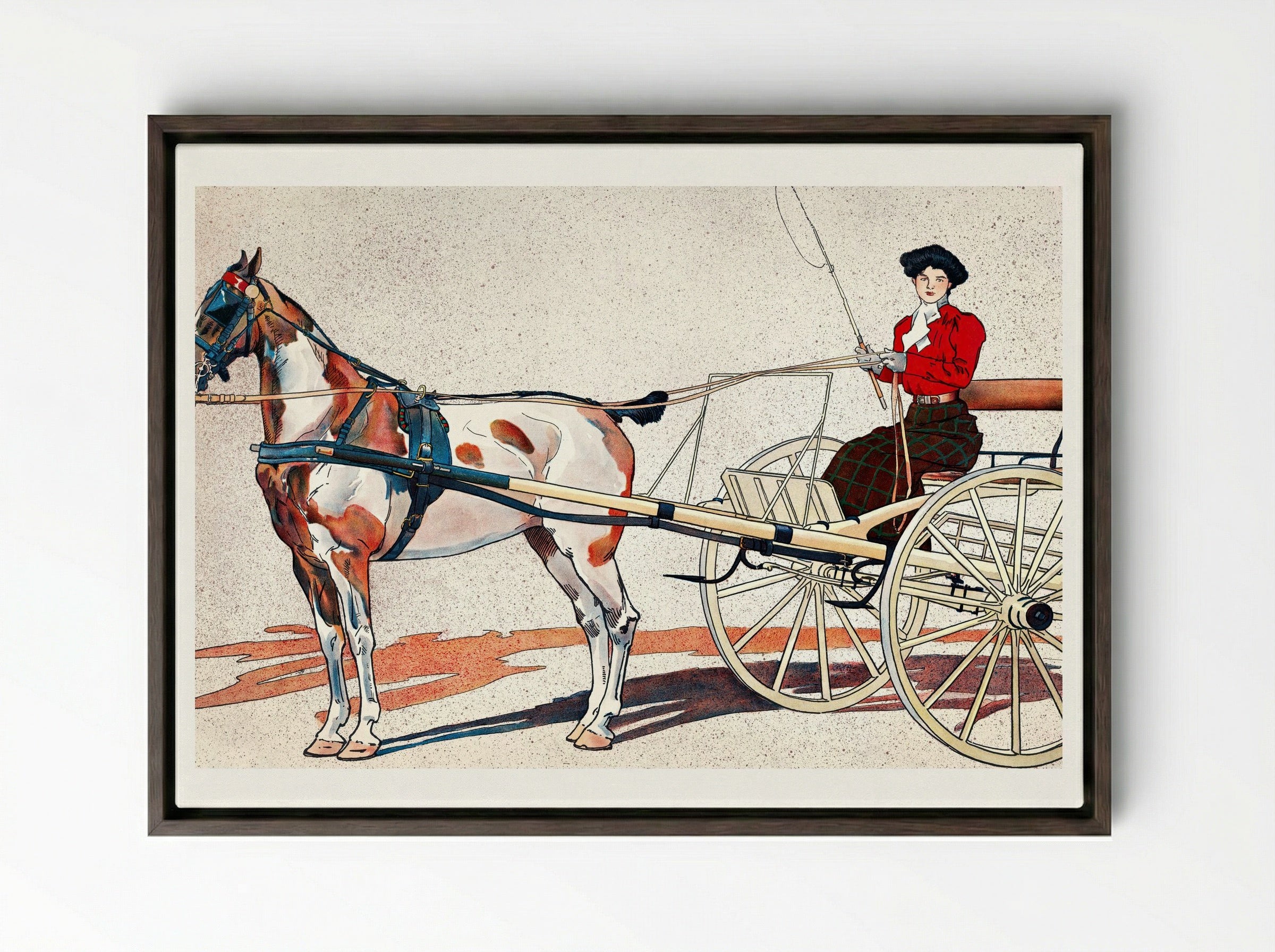 A Kentucky Breaking Cart - Edward Penfield - Framed Canvas Dark Wood