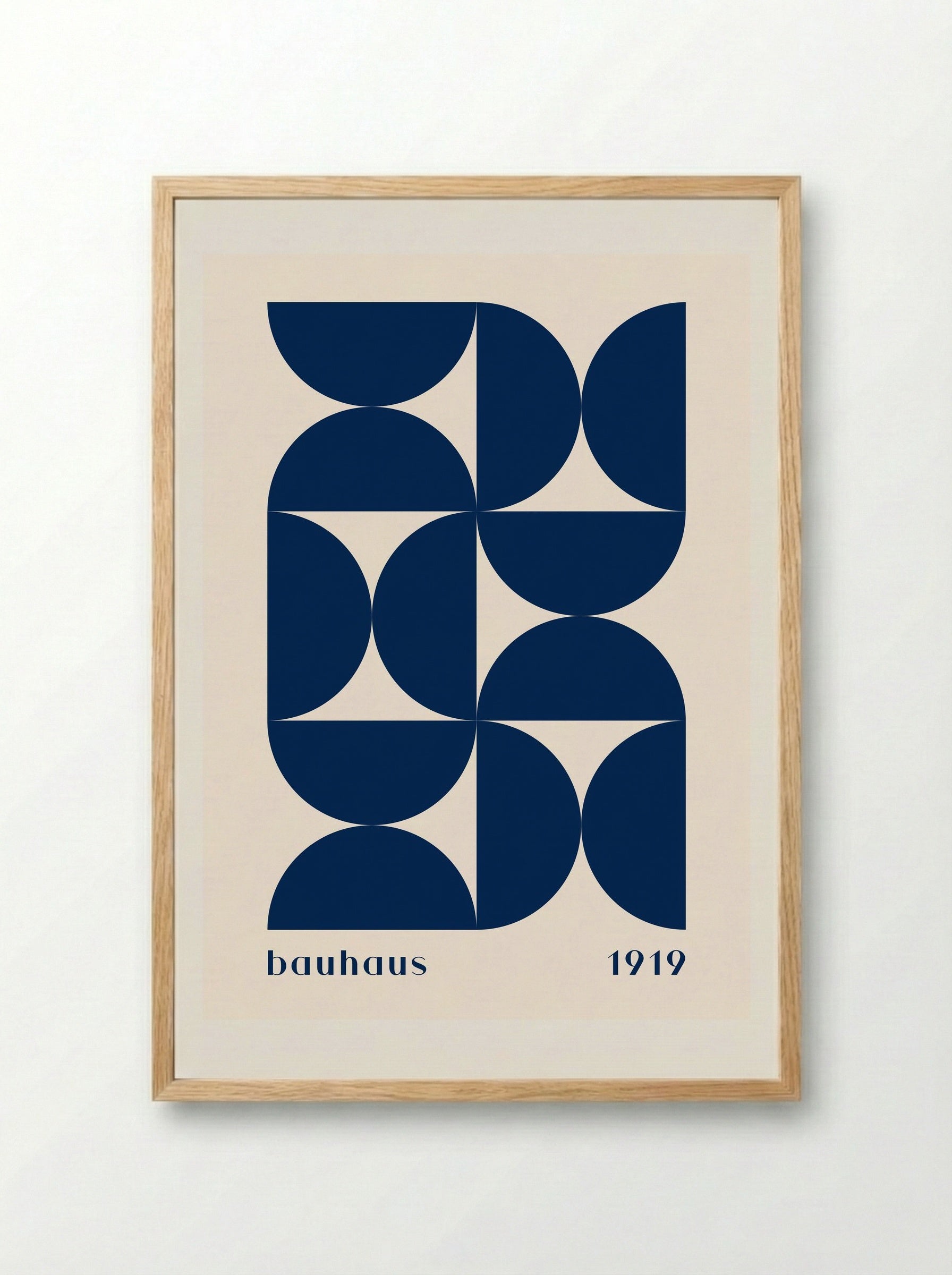 Bauhaus Geometrika (1919) in Deep Blue - Framed Print Wood