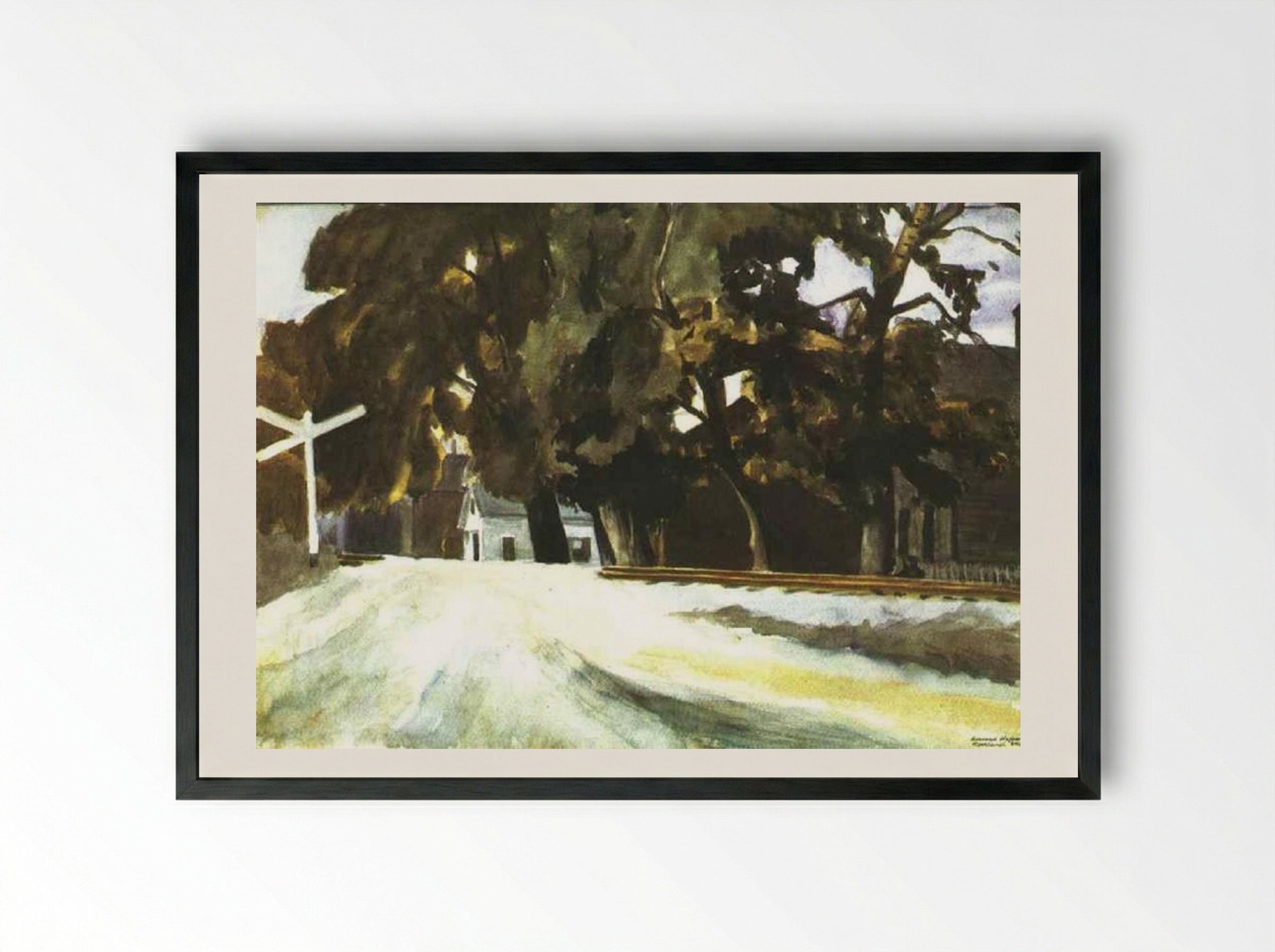 Railroad Crossing - Edward Hopper - Framed Print Black