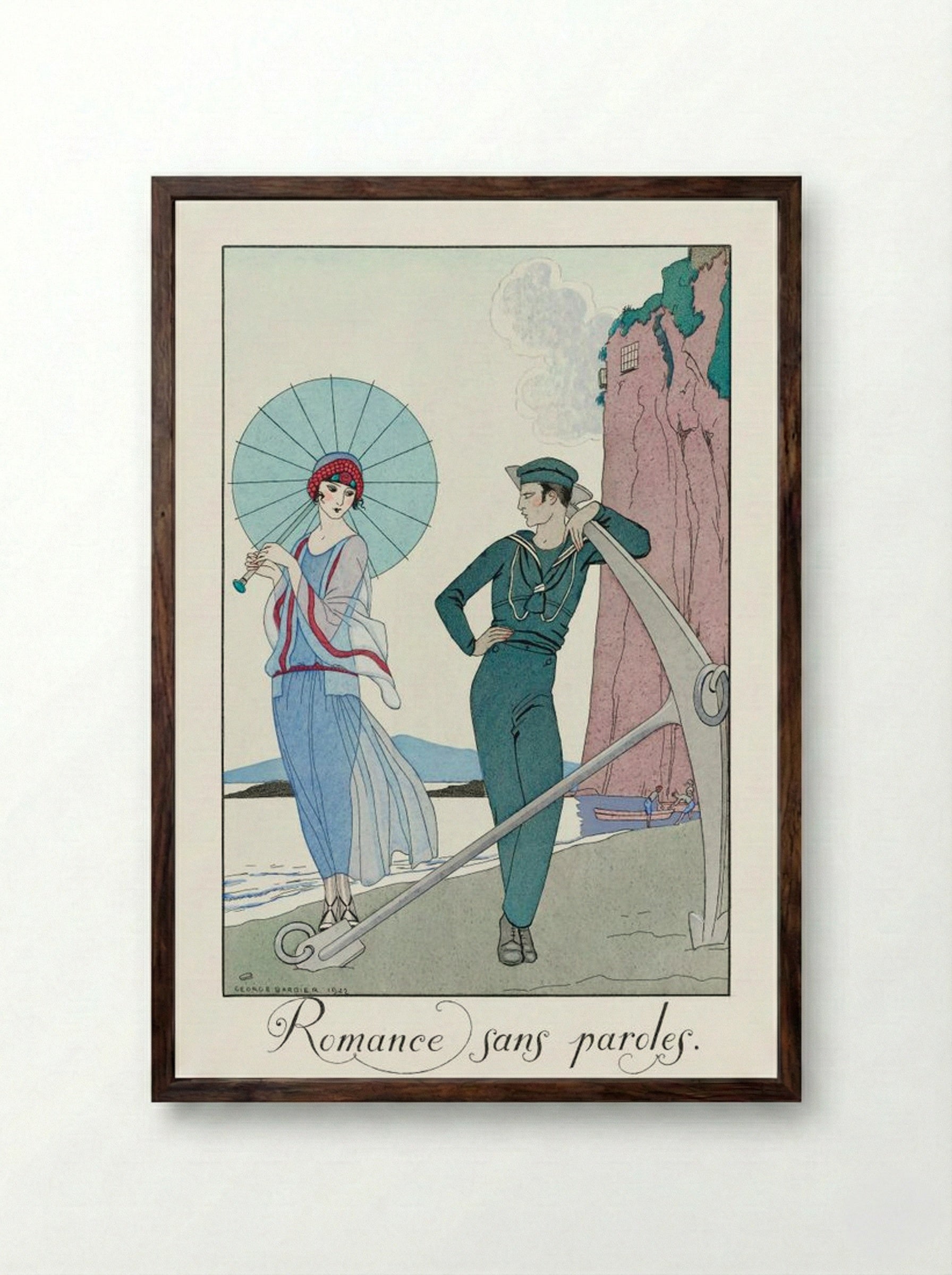 Romance sans paroles - George Barbier - Framed Print Dark Wood