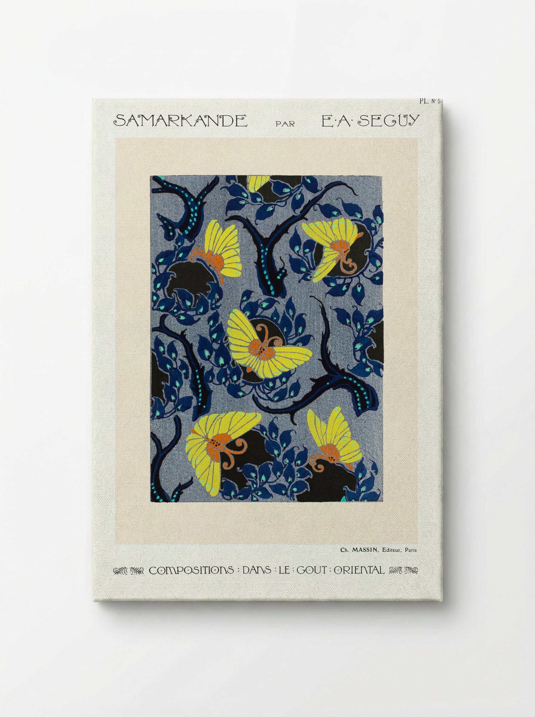 Samarkande, Plate No. 5 (Butterflies and Branches) - E. A. Séguy - Canvas
